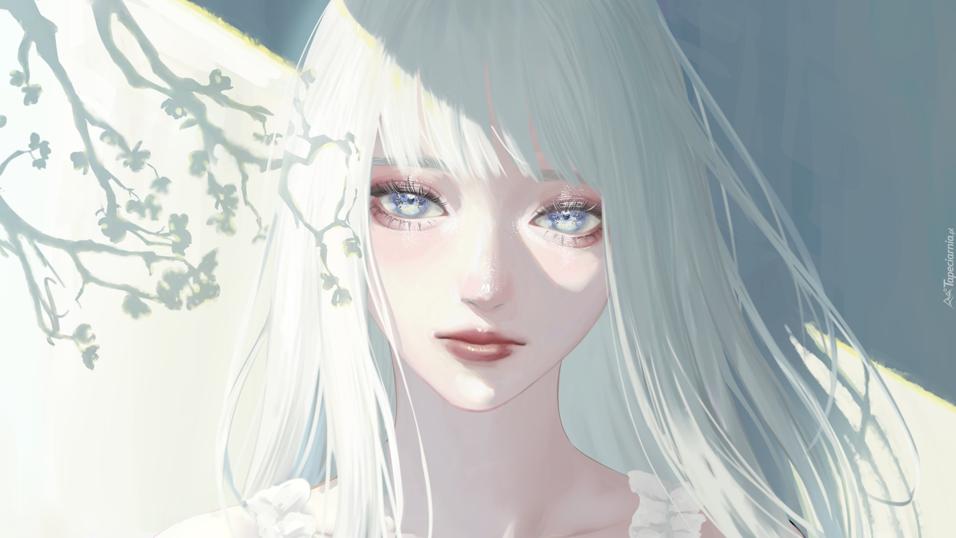 Dziewczyna, Białe, Włosy, Grafika