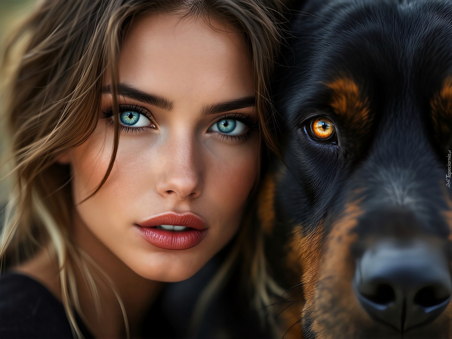 Kobieta, Twarz, Pies