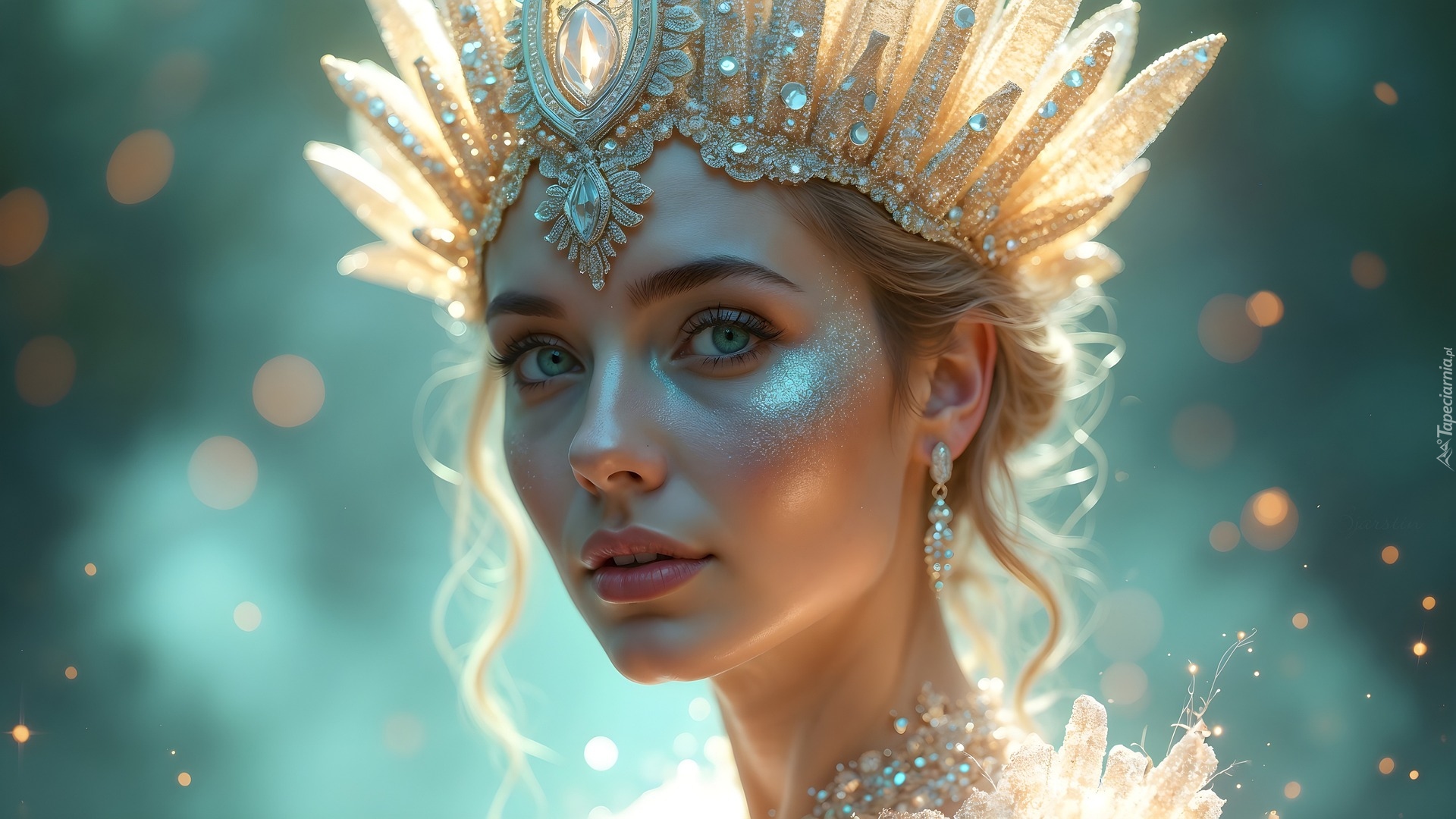 Kobieta, Diadem, Korona, Naszyjnik, Grafika