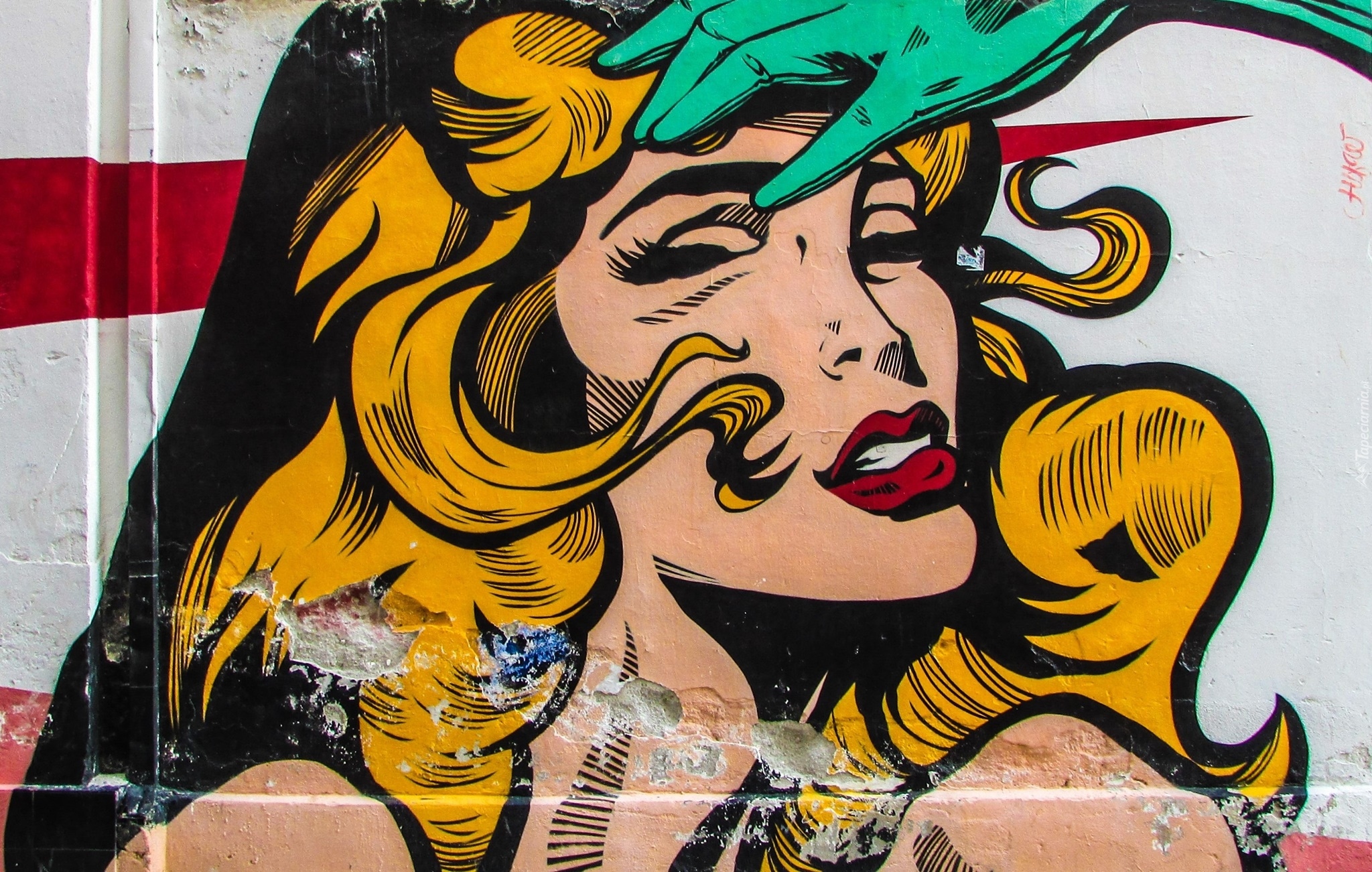 Mural, Street art, Kobieta, Postać, Komiks