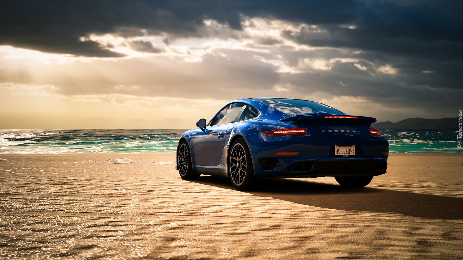 Niebieskie, Porsche 911 Turbo S, Tył