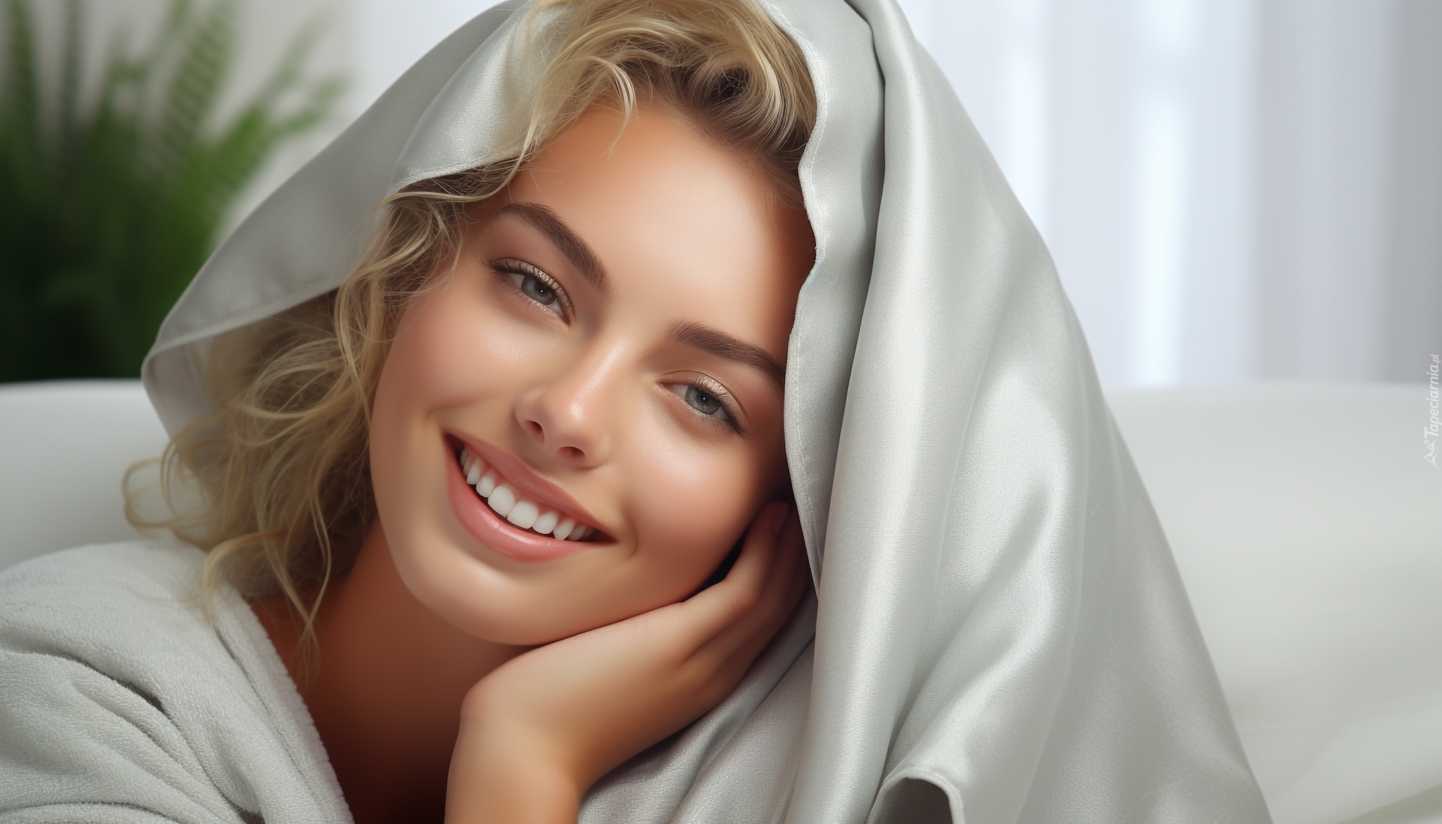 Kobieta, Blondynka, Uśmiechnięta