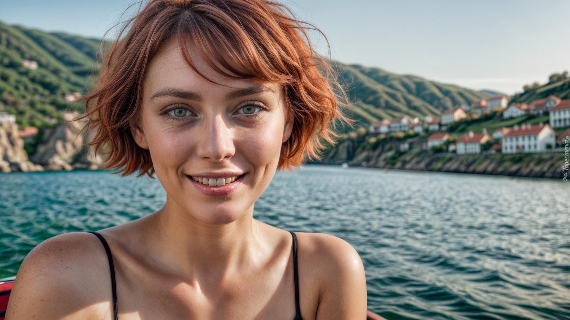 Kobieta, Twarz, Uśmiech, Krótkie, Włosy