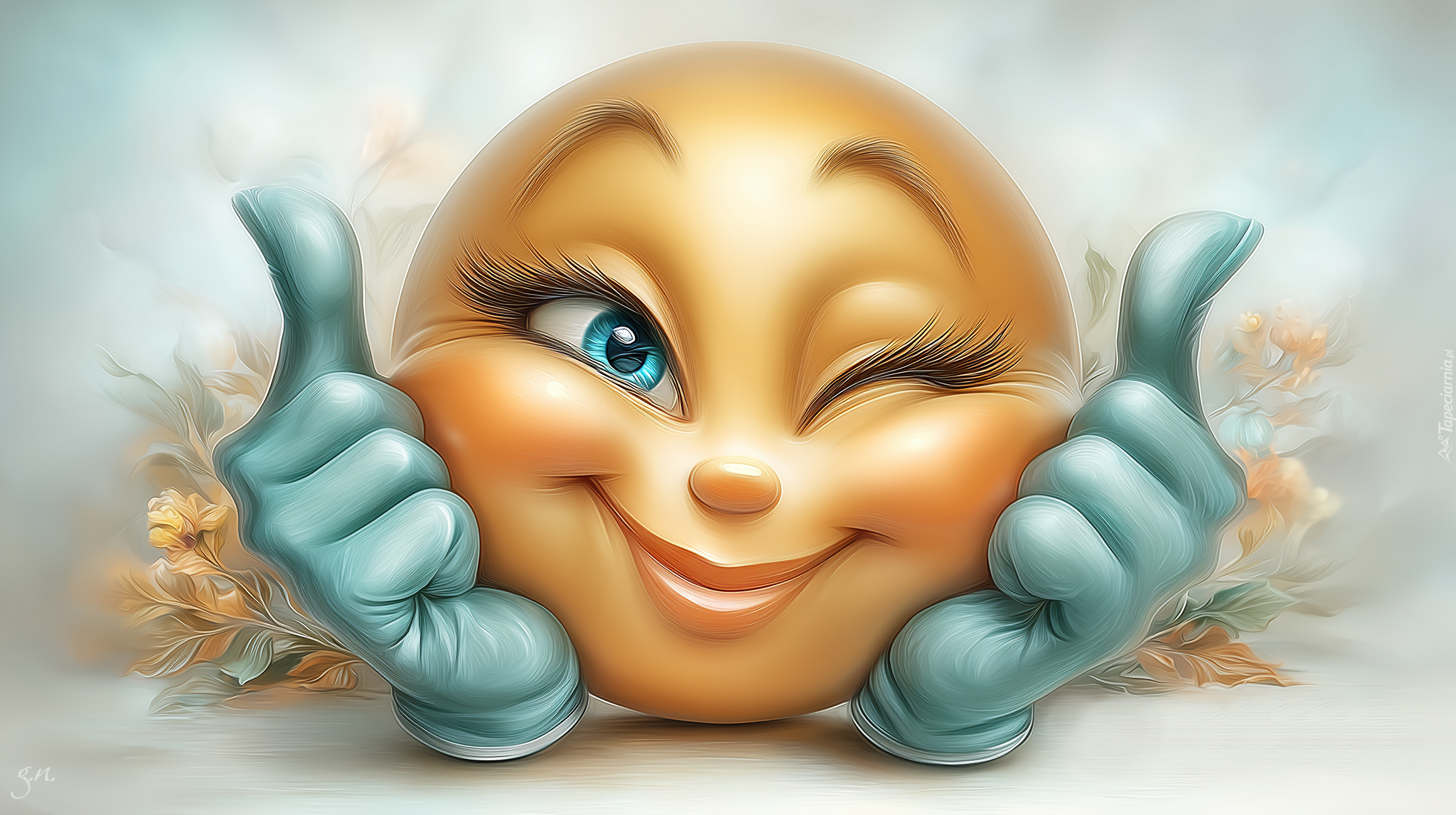 Emotikon, Dłonie, Kciuki, Grafika AI