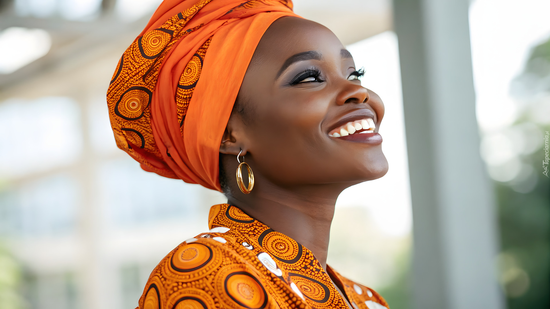 Ciemnoskóra, Kobieta, Pomarańczowy, Turban