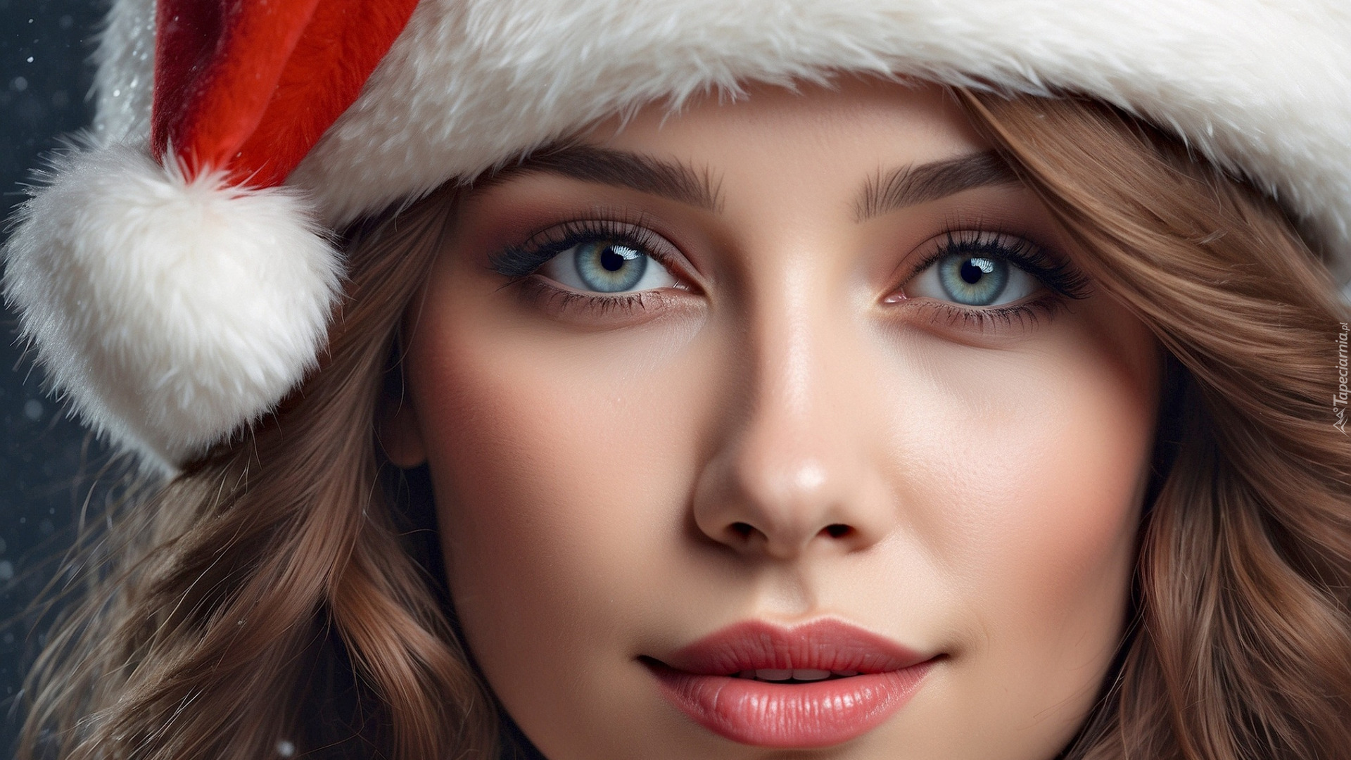 Dziewczyna, Makijaż, Boże Narodzenie, Czapka, Mikołaja
