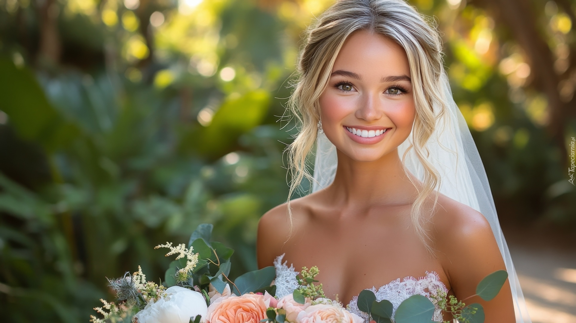 Kobieta, Panna młoda, Blondynka, Ślub, Welon