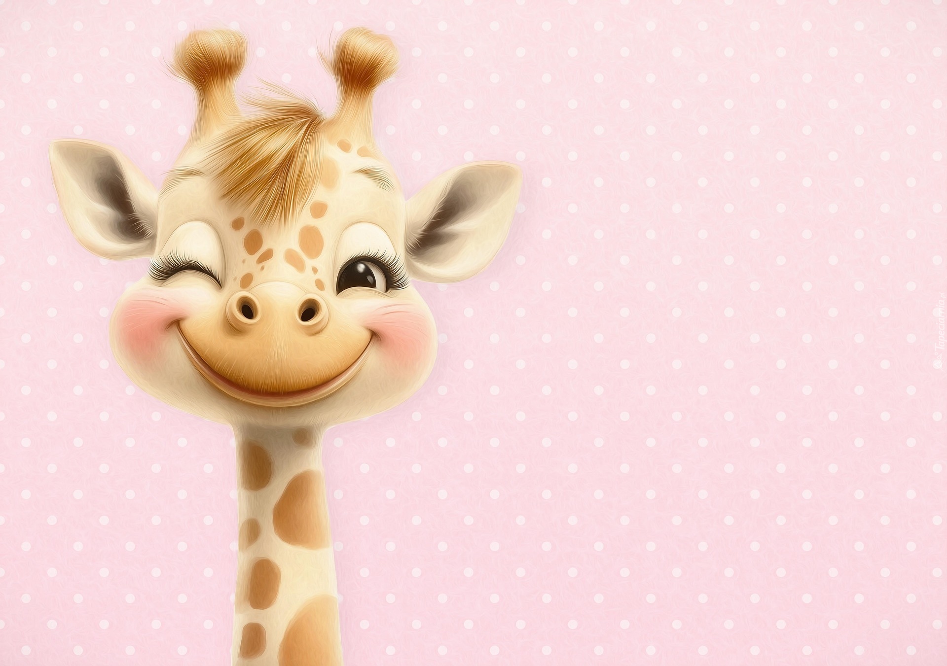 Żyrafa, Usmiech, Przymknięte, Oko