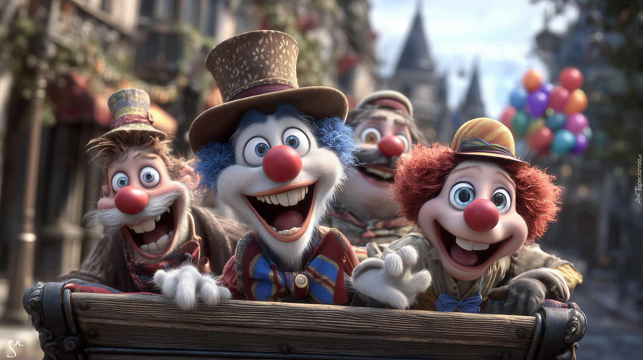 Klauny, Czerwone, Nosy, Grafika AI