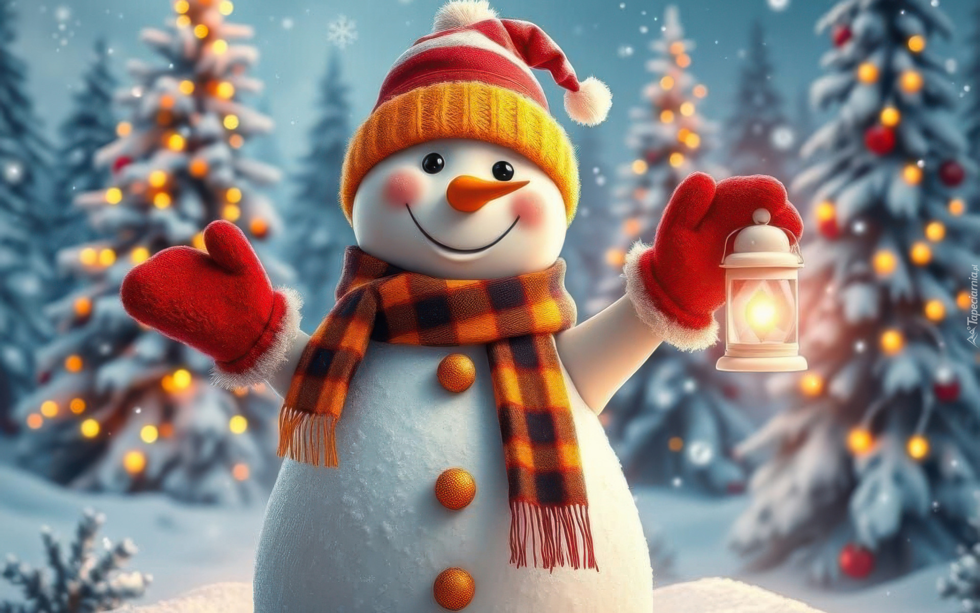 Bałwanek, Czapka, Szalik, Rękawiczki, Lampa, Choinki, AI