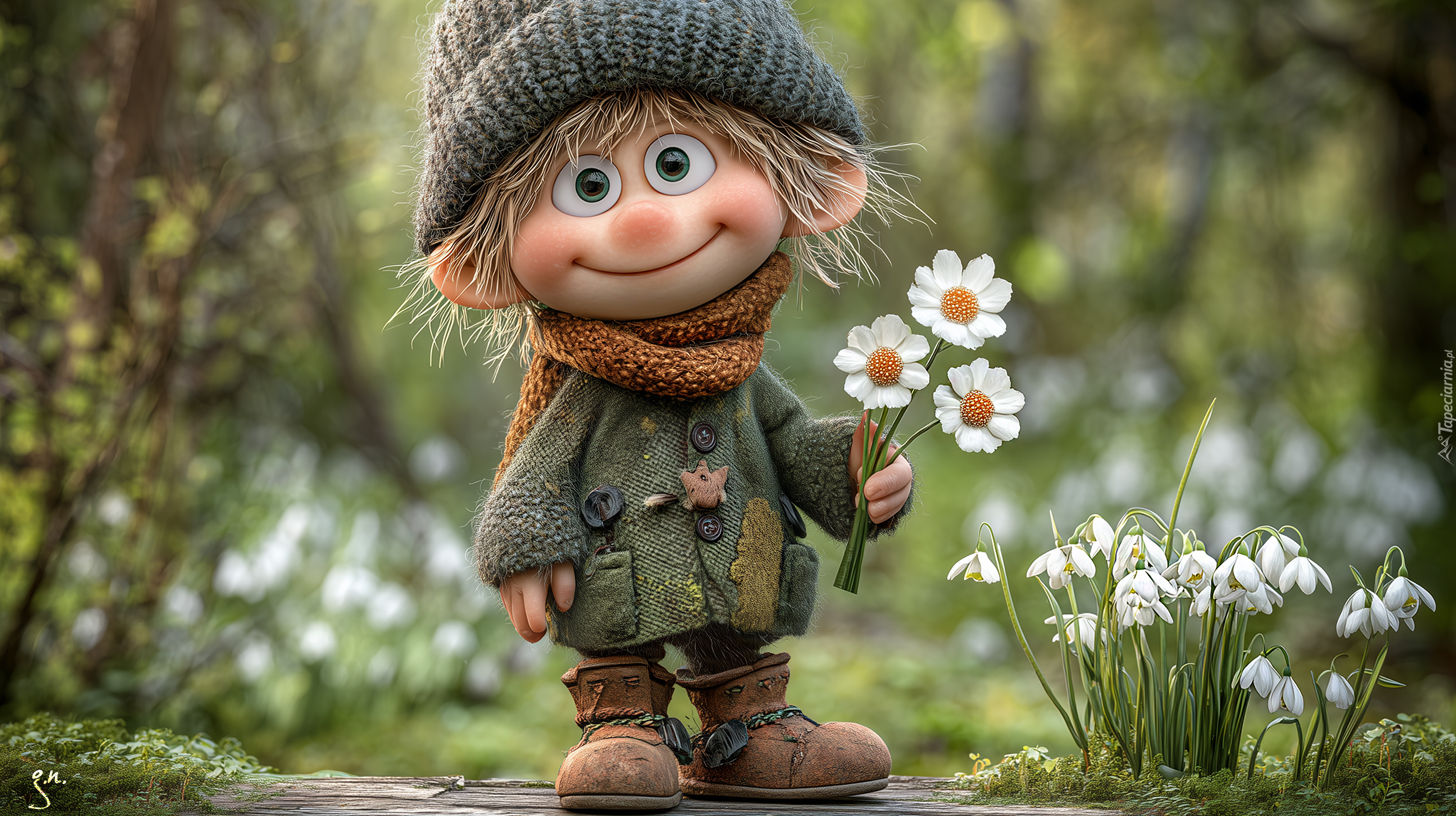 Chłopiec, Kwiaty, Grafika AI, Dla dzieci