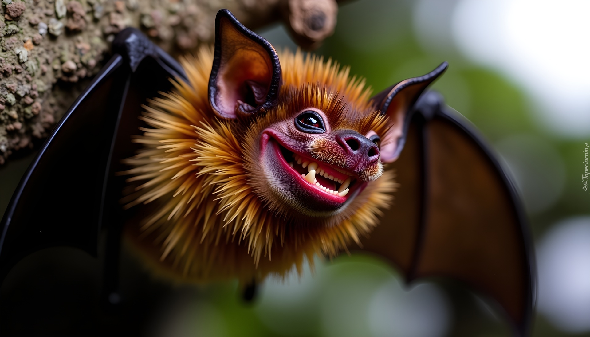 Nietoperz, Brązowy, Uśmiech, Grafika AI