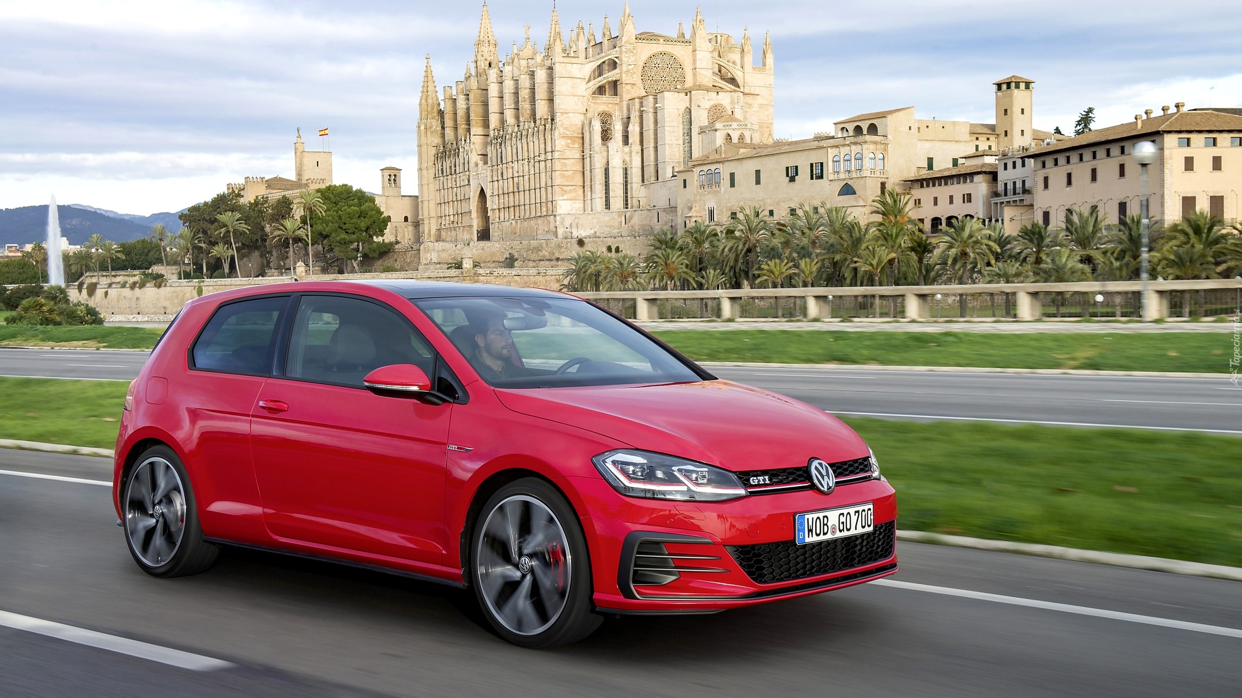 Czerwony, Volkswagen Golf 7 GTI, Facelift, 2017