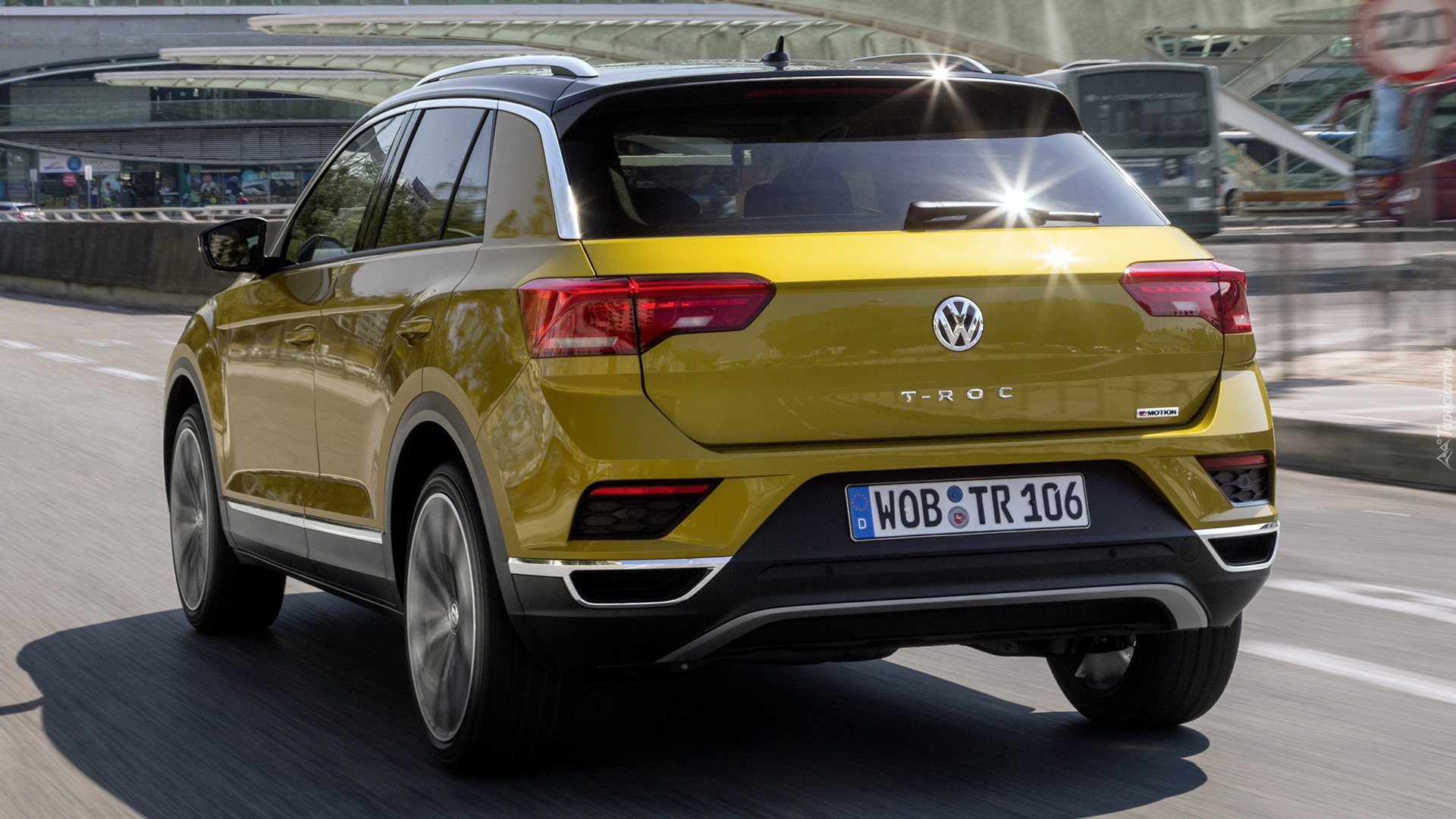 Żółty, Volkswagen T-Roc, Tył