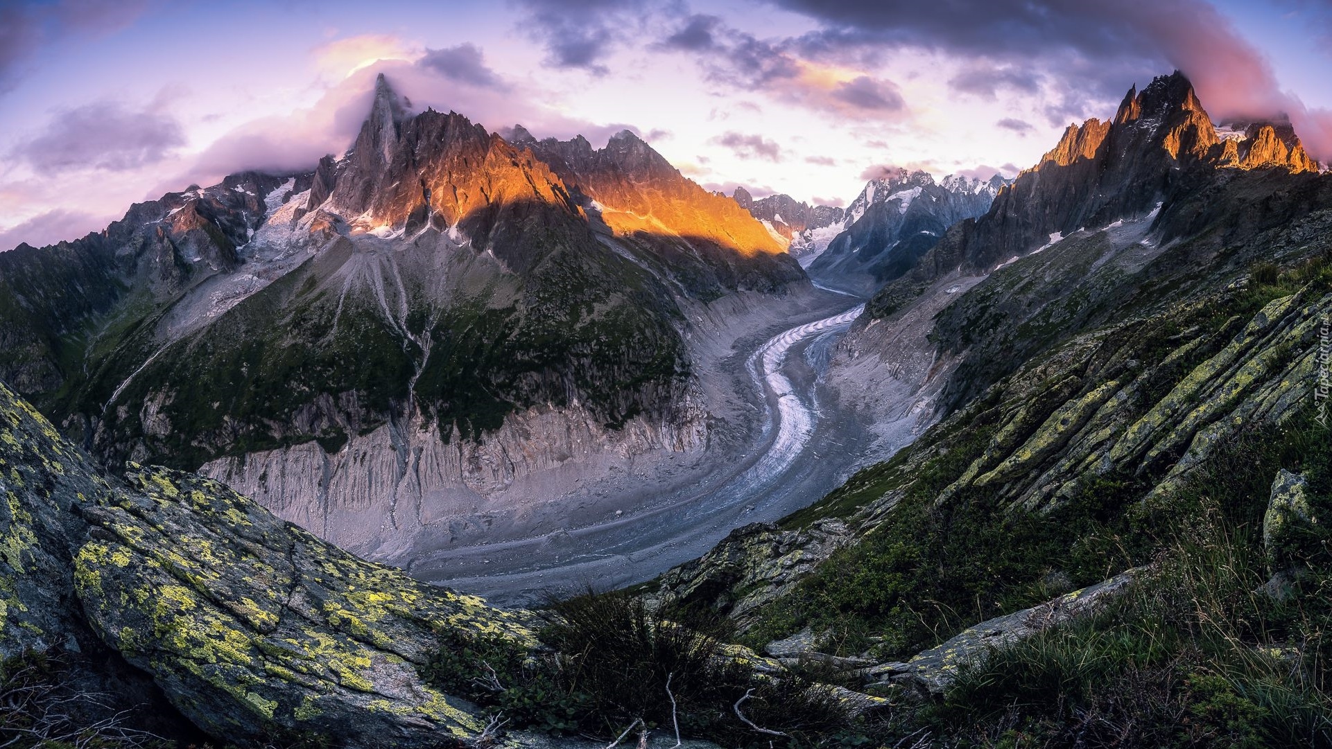 Góry, Alpy, Masyw Mont Blanc, Lodowiec, Mer de Glace, Francja