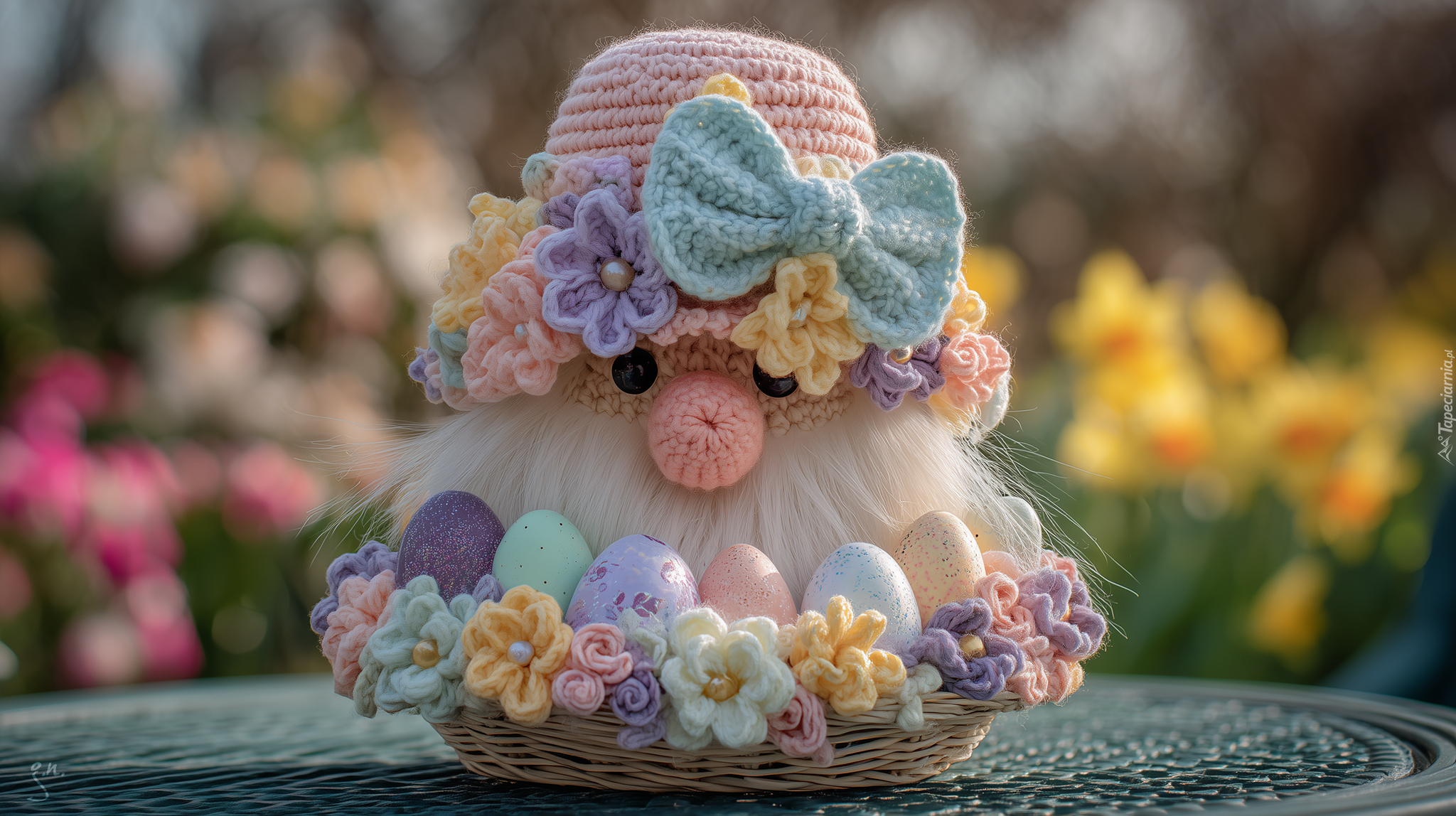 Wełniana, Figurka, Kapelusz, Jajka, Wielkanoc, Grafika AI