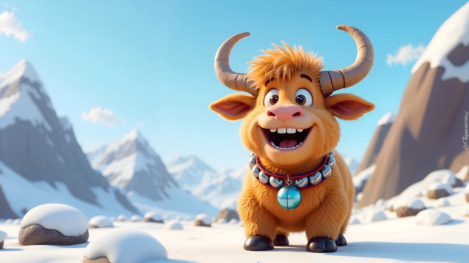 Jak, Uśmiechnięty, Wesoły, Góry, Śnieg, AI