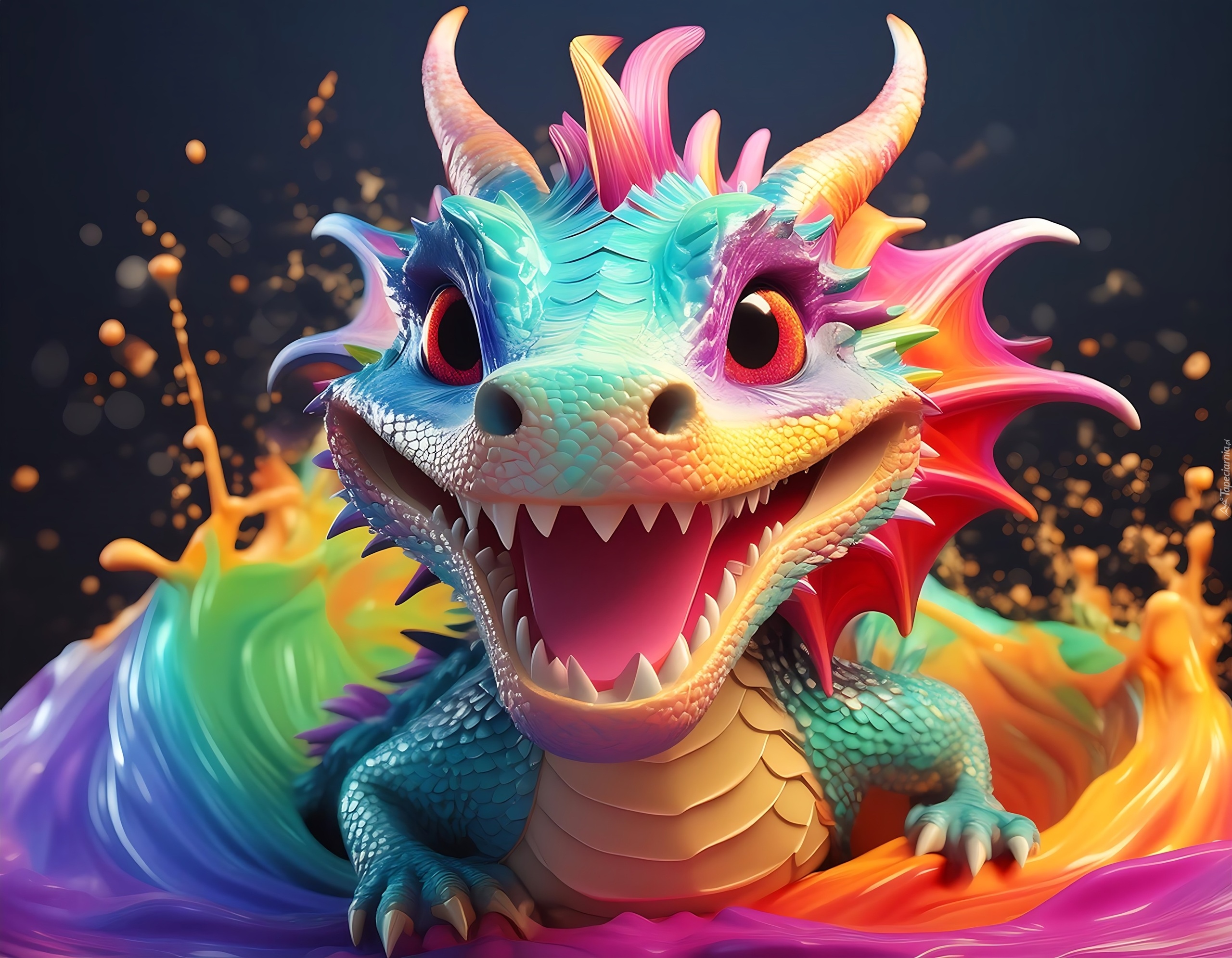 Kolorowy, Smok, Fantasy