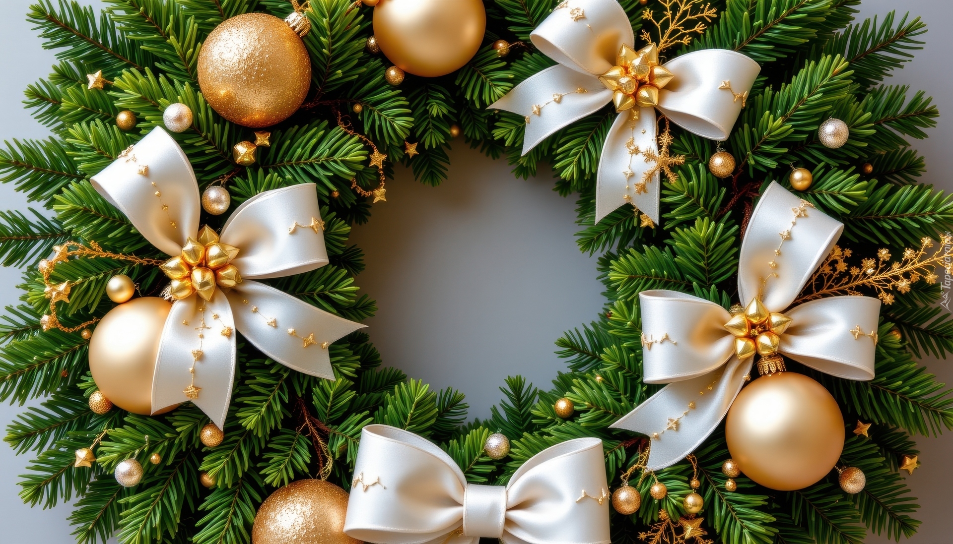 Wianek, Boże Narodzenie, Gałązki, Bombki, Kokardy