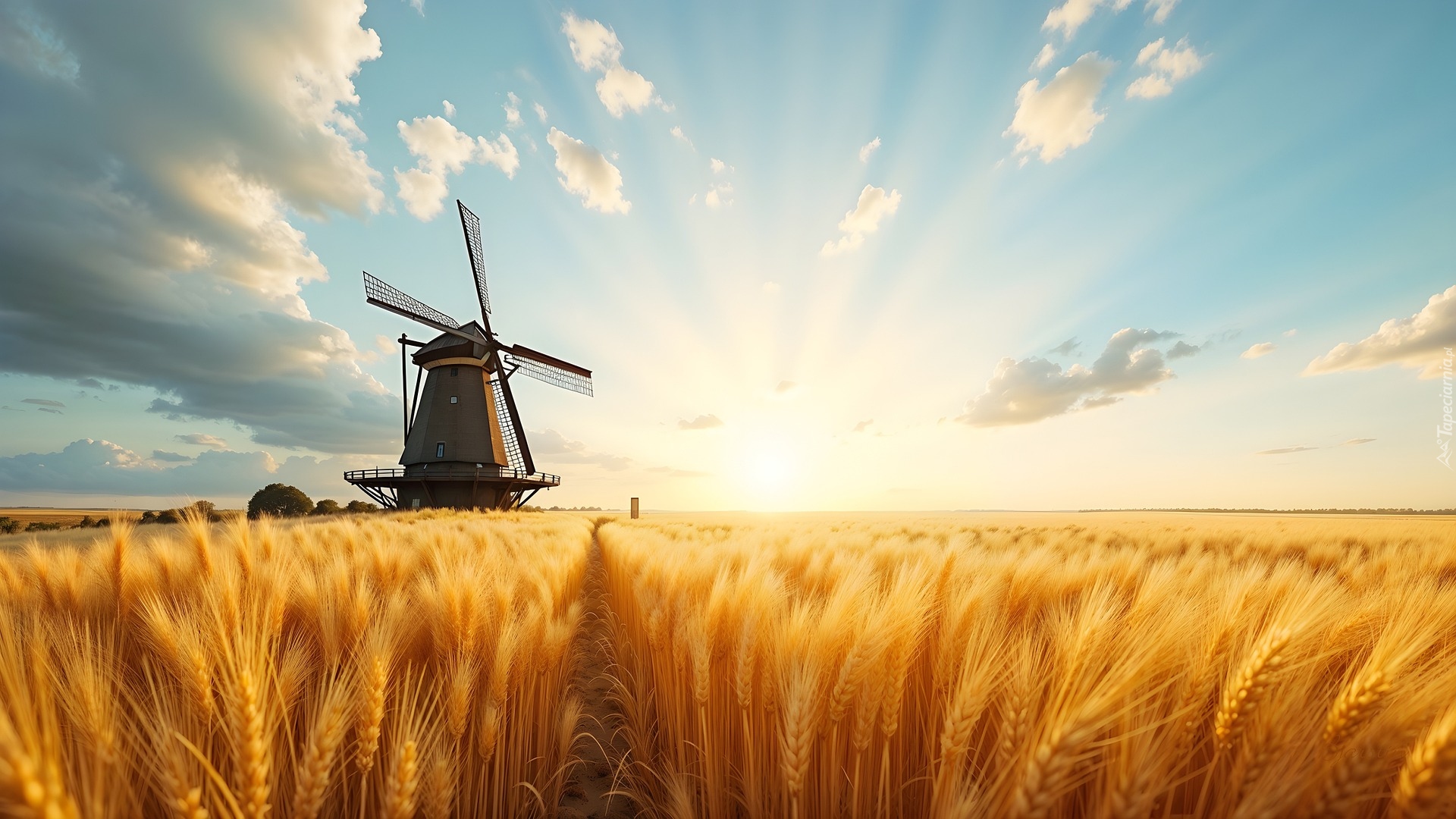 Pole, Zboże, Wiatrak, AI