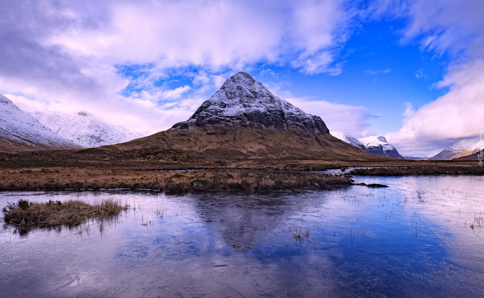 Szkocja, Jezioro, Lód, Góry, Góra Buachaille Etive Beag