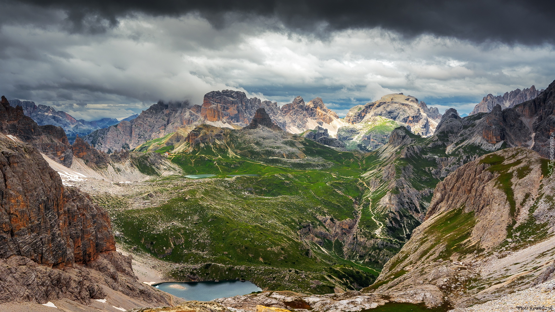 Góry, Dolina, Jeziora, Dolomity, Włochy