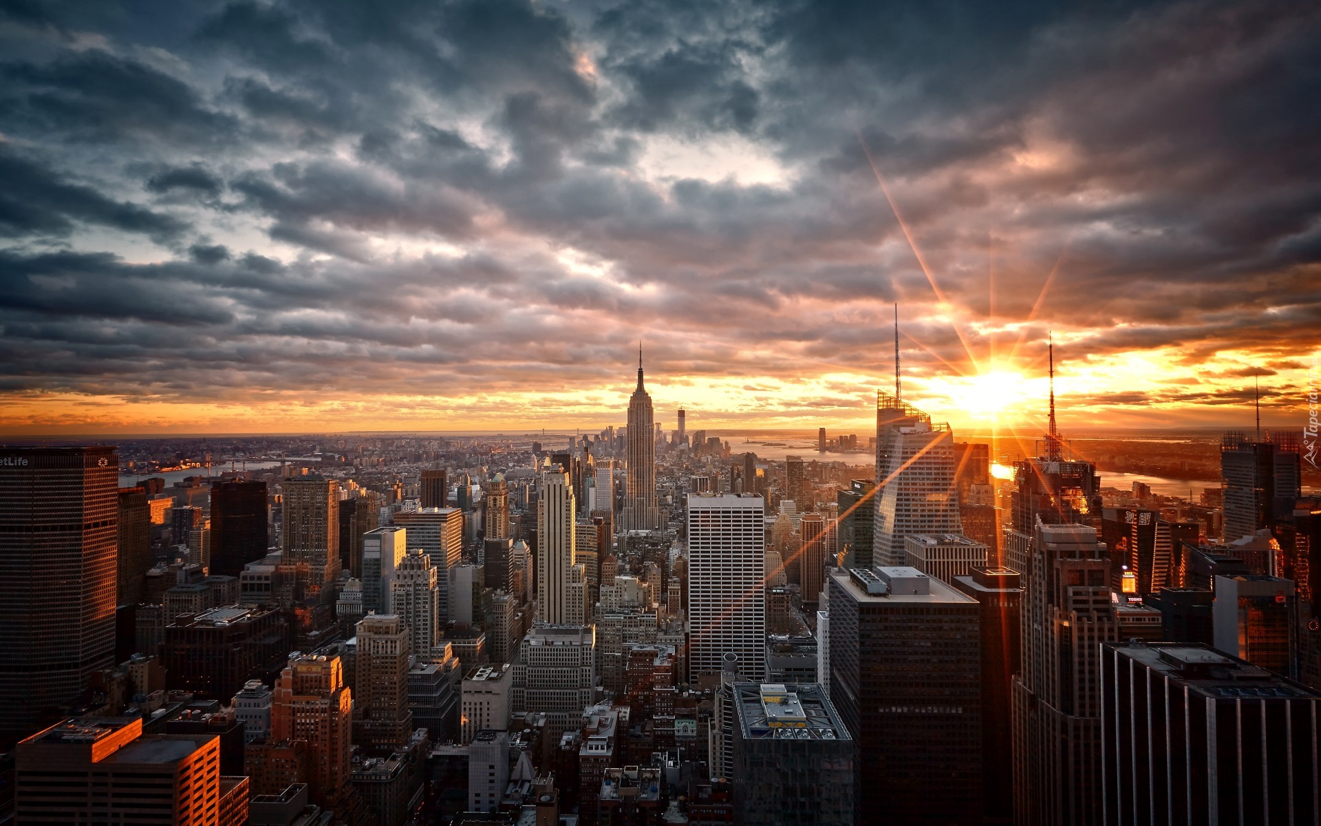 Nowy Jork, Manhattan, Drapacze chmur, Zachód słońca