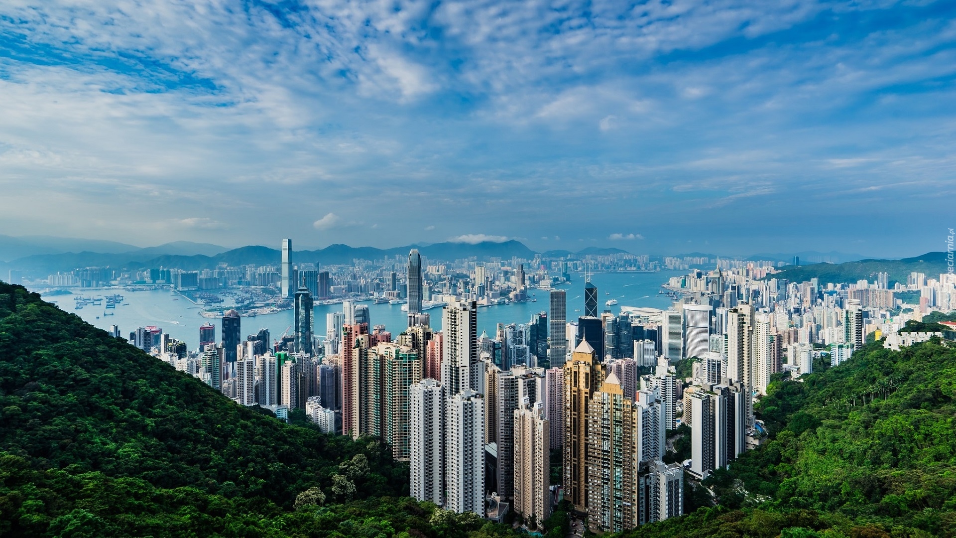 Chiny, Hongkong, Wzgórze Wiktorii, Drapacze chmur