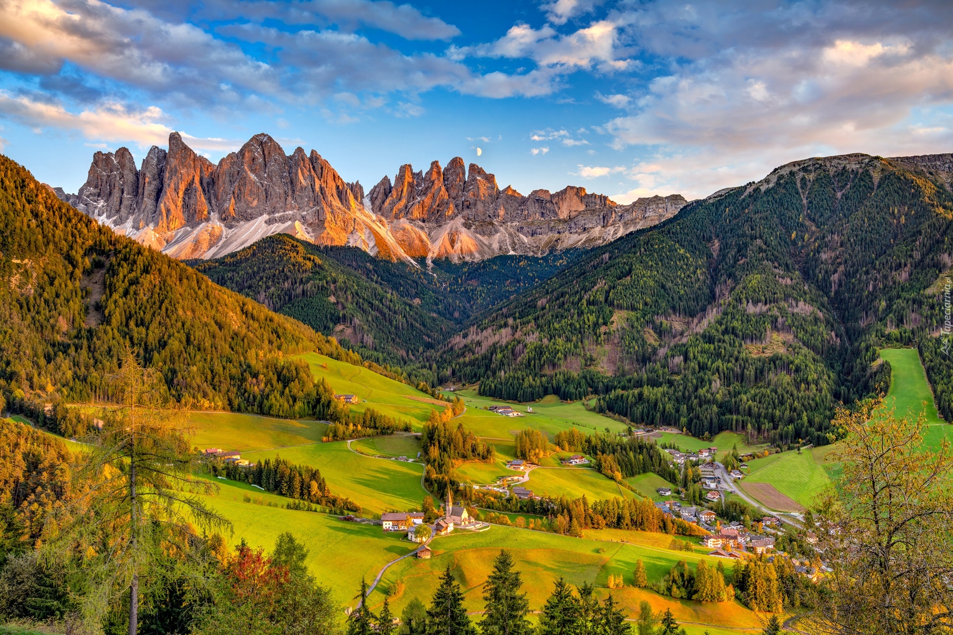 Alpy, Dolina, Santa Maddalena, Góry, Włochy