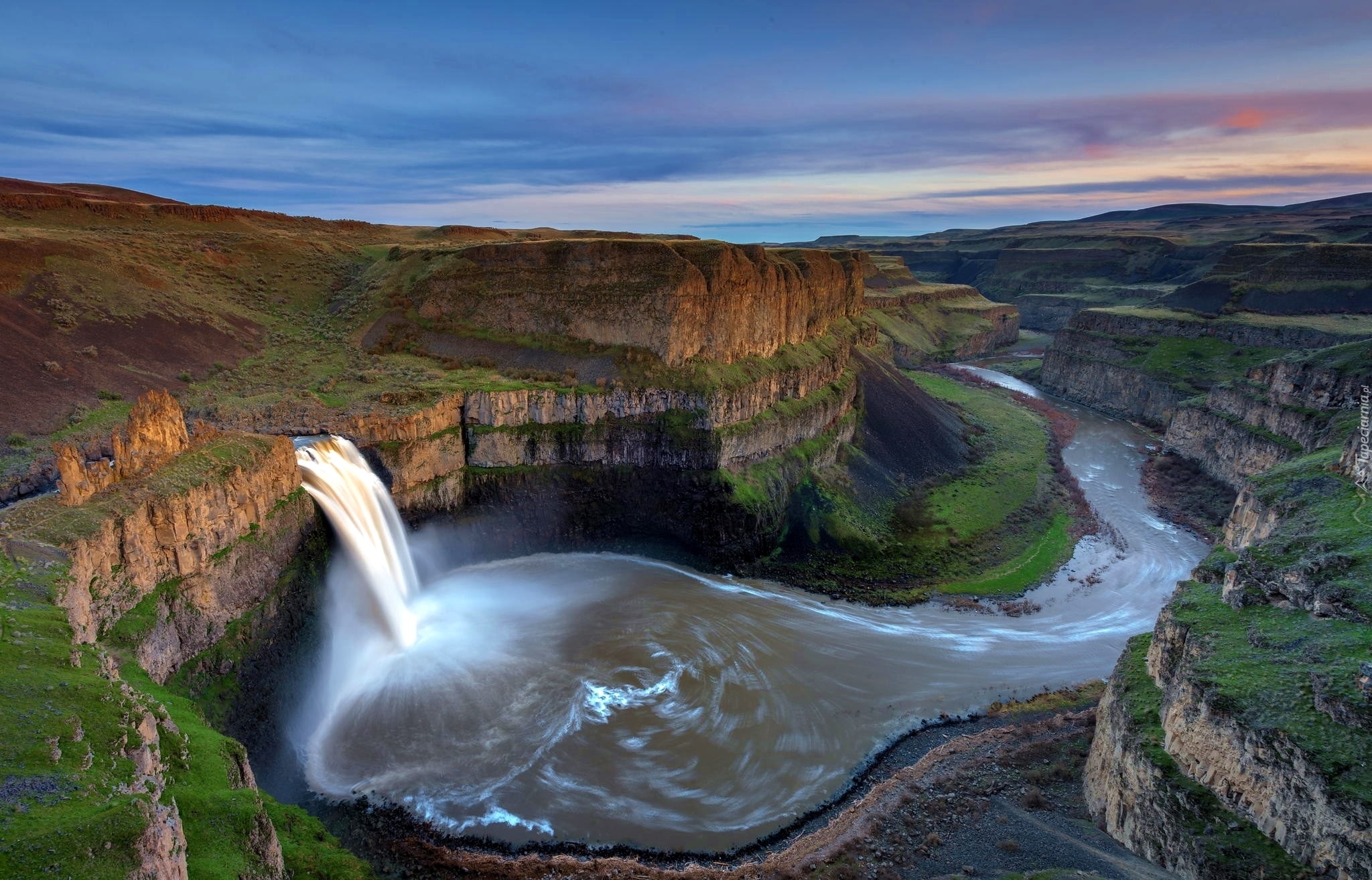 Stany Zjednoczone, Stan Waszyngton, Skały, Wodospad Palouse Falls, Rzeka