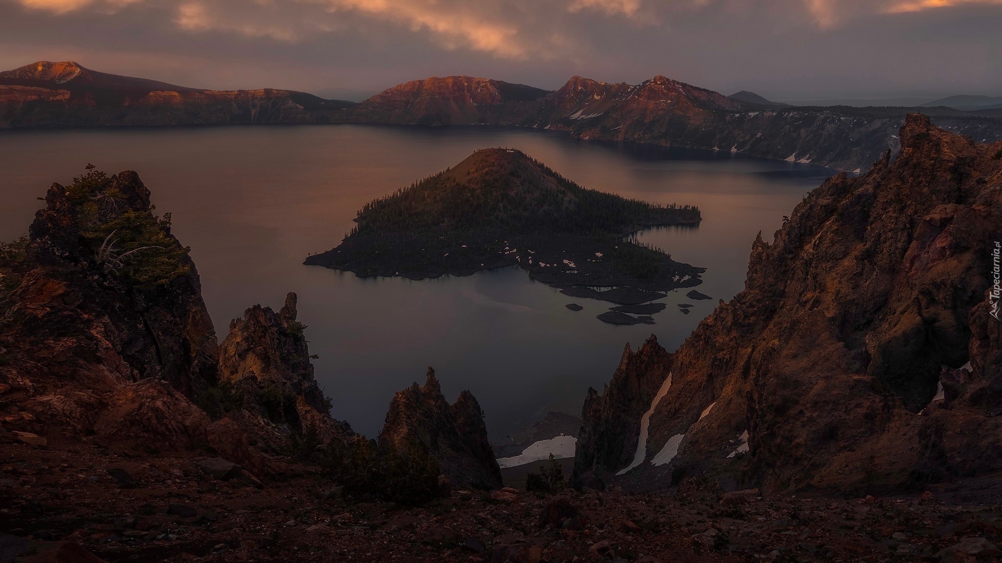 Stany Zjednoczone, Oregon, Jezioro Kraterowe, Góry, Kaldera, Mount Mazama, Park Narodowy Jeziora Kraterowego, Wyspa