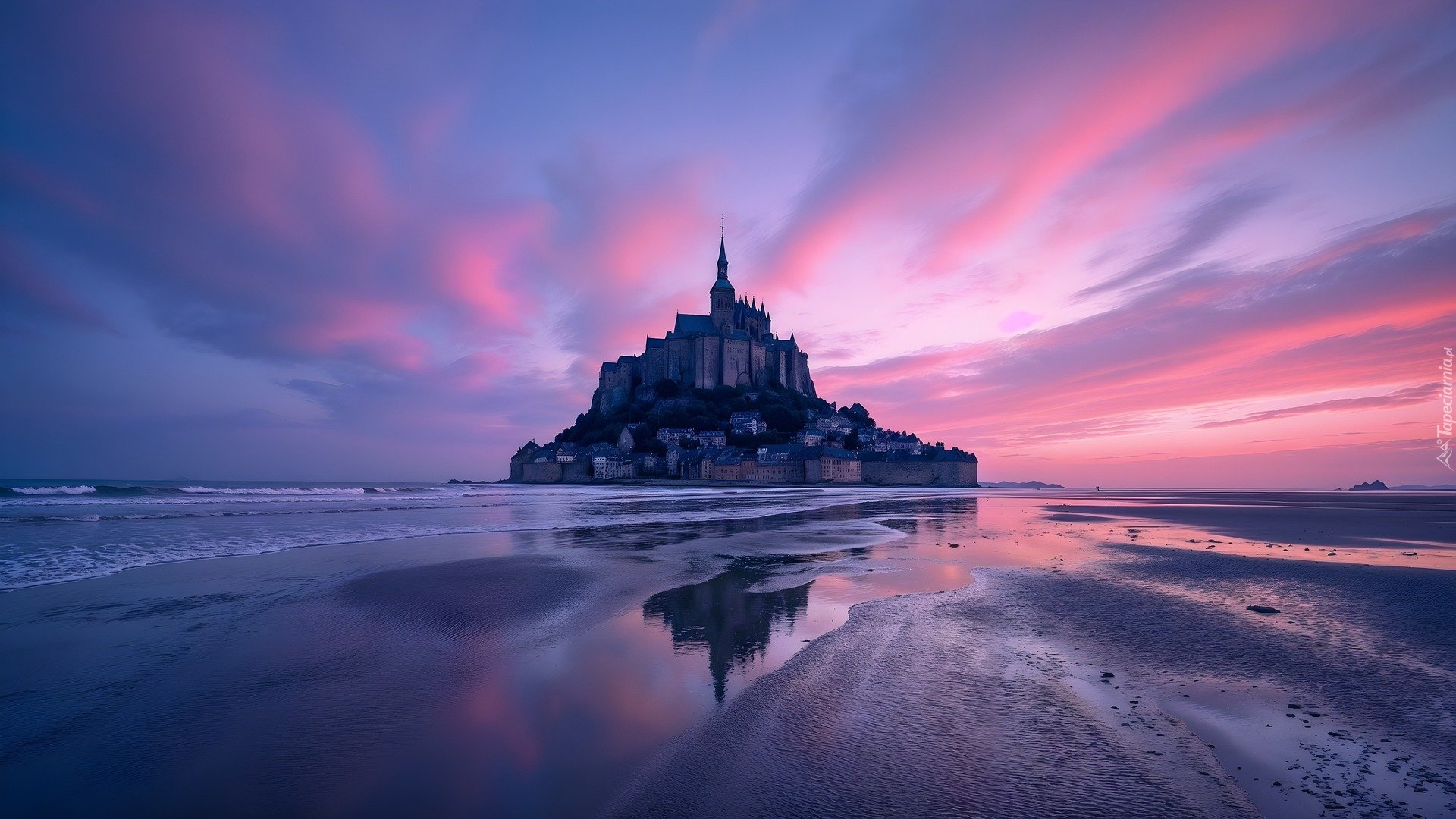 Francja, Wyspa, Opactwo, Mont-Saint Michel, Niebo, AI