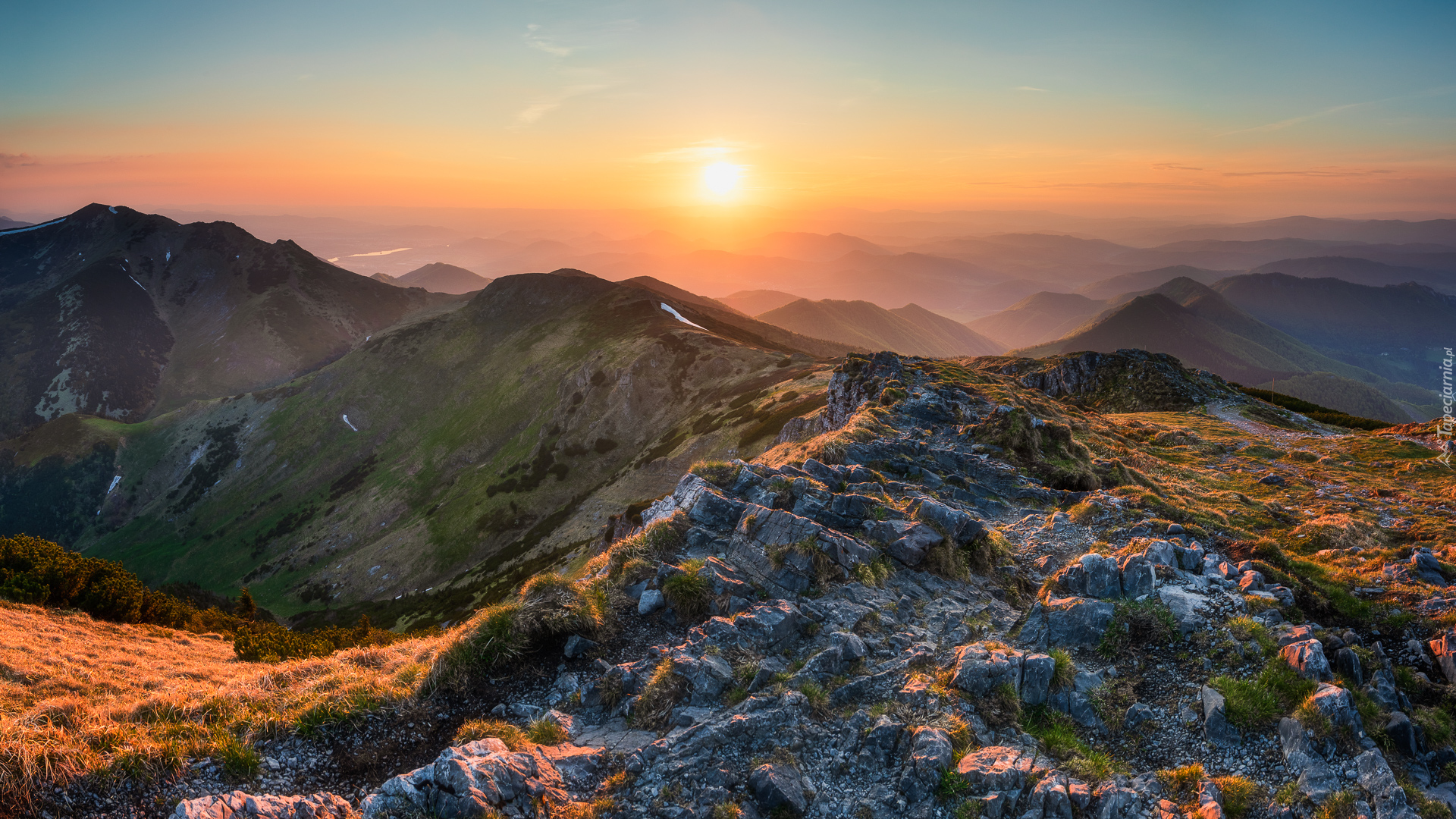 Góry, Mała Fatra, Karpaty, Zachód słońca, Słowacja