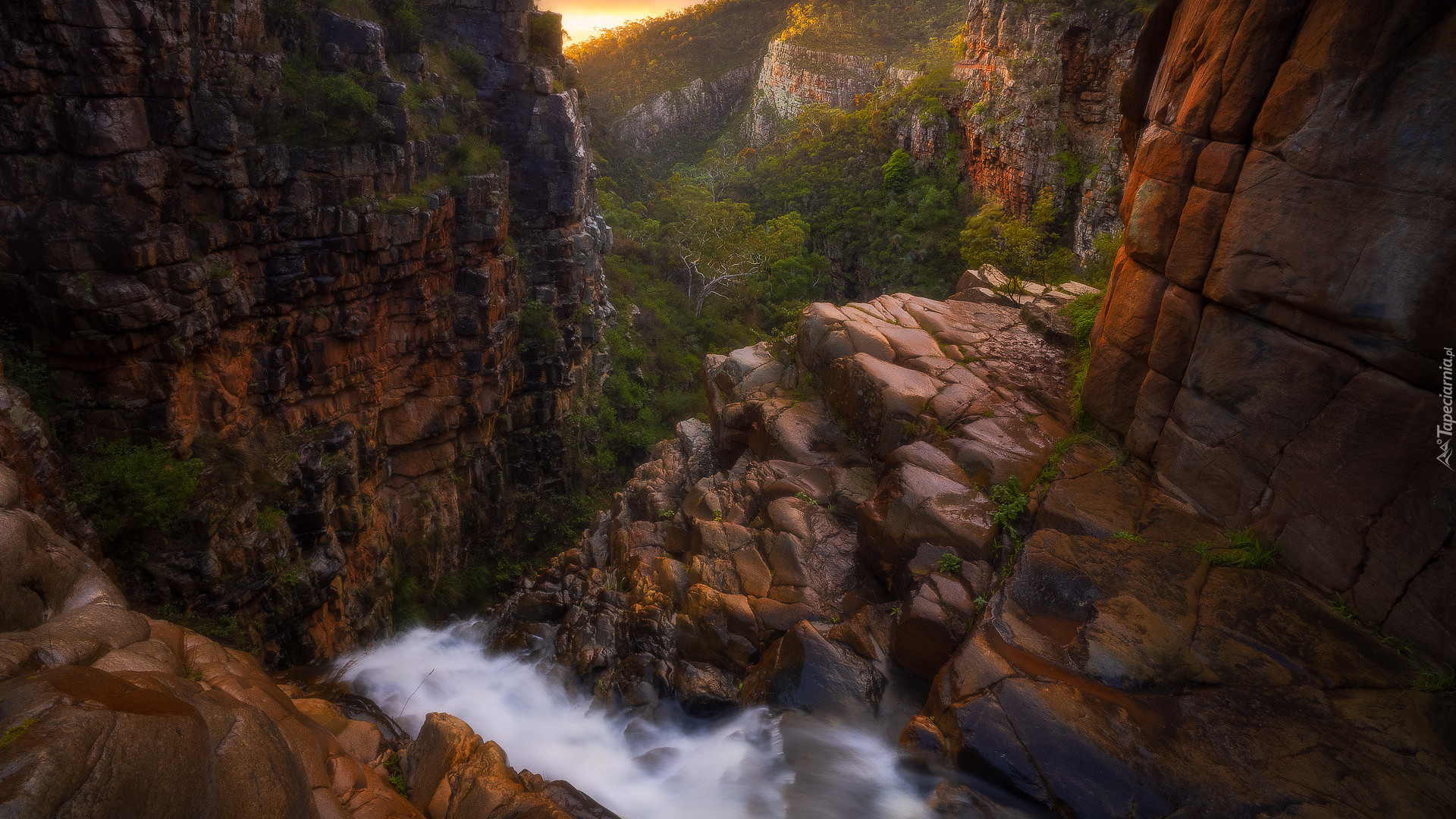 Góry, Skały, Rzeka, Drzewa, Morialta Conservation Park, Australia