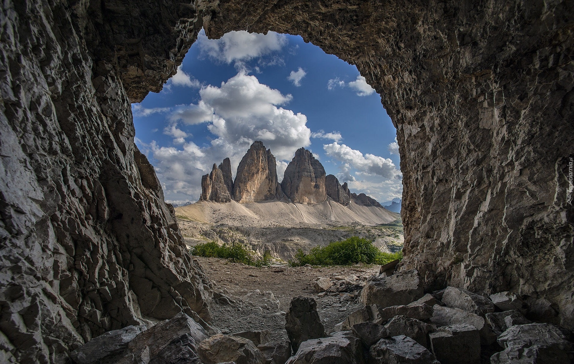 Jaskinia, Grota, Skała, Góry, Dolomity, Masyw, Tre Cime di Lavaredo, Włochy