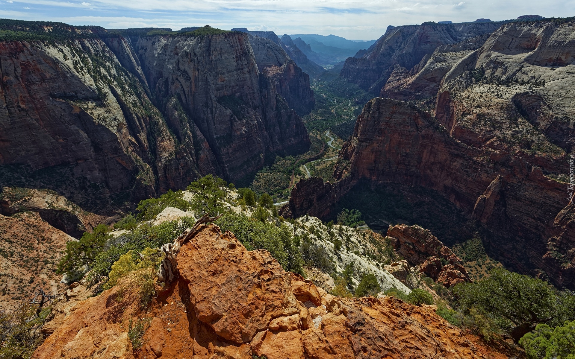 Góry, Kanion, Zion Canyon, Skały, Park Narodowy Zion, Stan Utah, Stany Zjednoczone