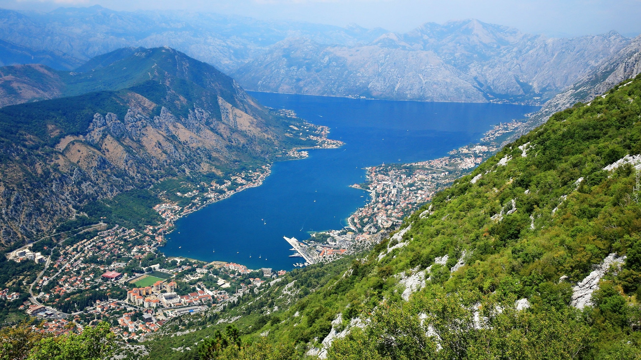 Góry, Zatoka Kotorska, Miasto, Kotor, Morze Adriatyckie, Czarnogóra