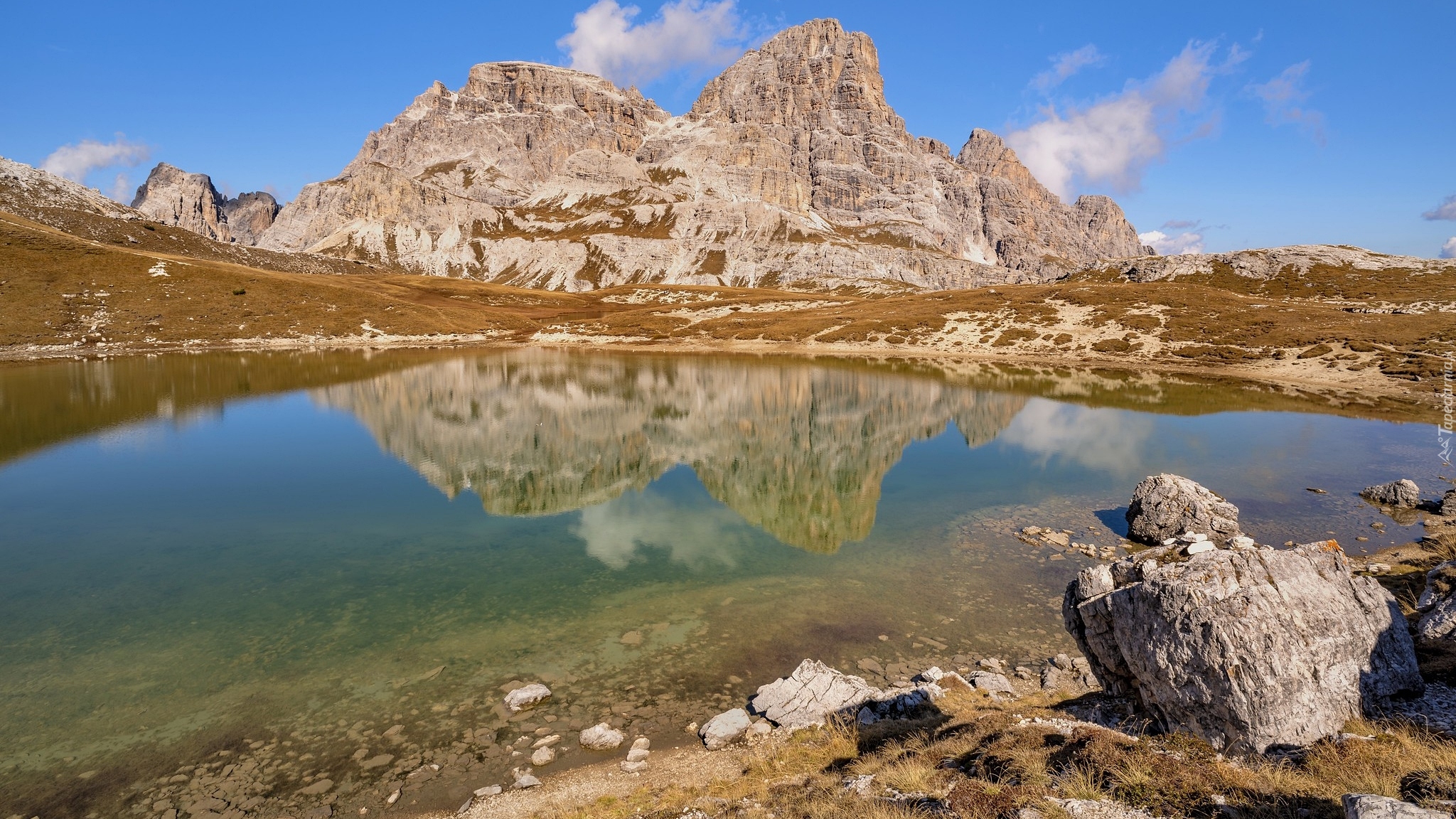 Góry, Dolomity, Jezioro, Laghi dei Piani, Gmina Sesto, Włochy