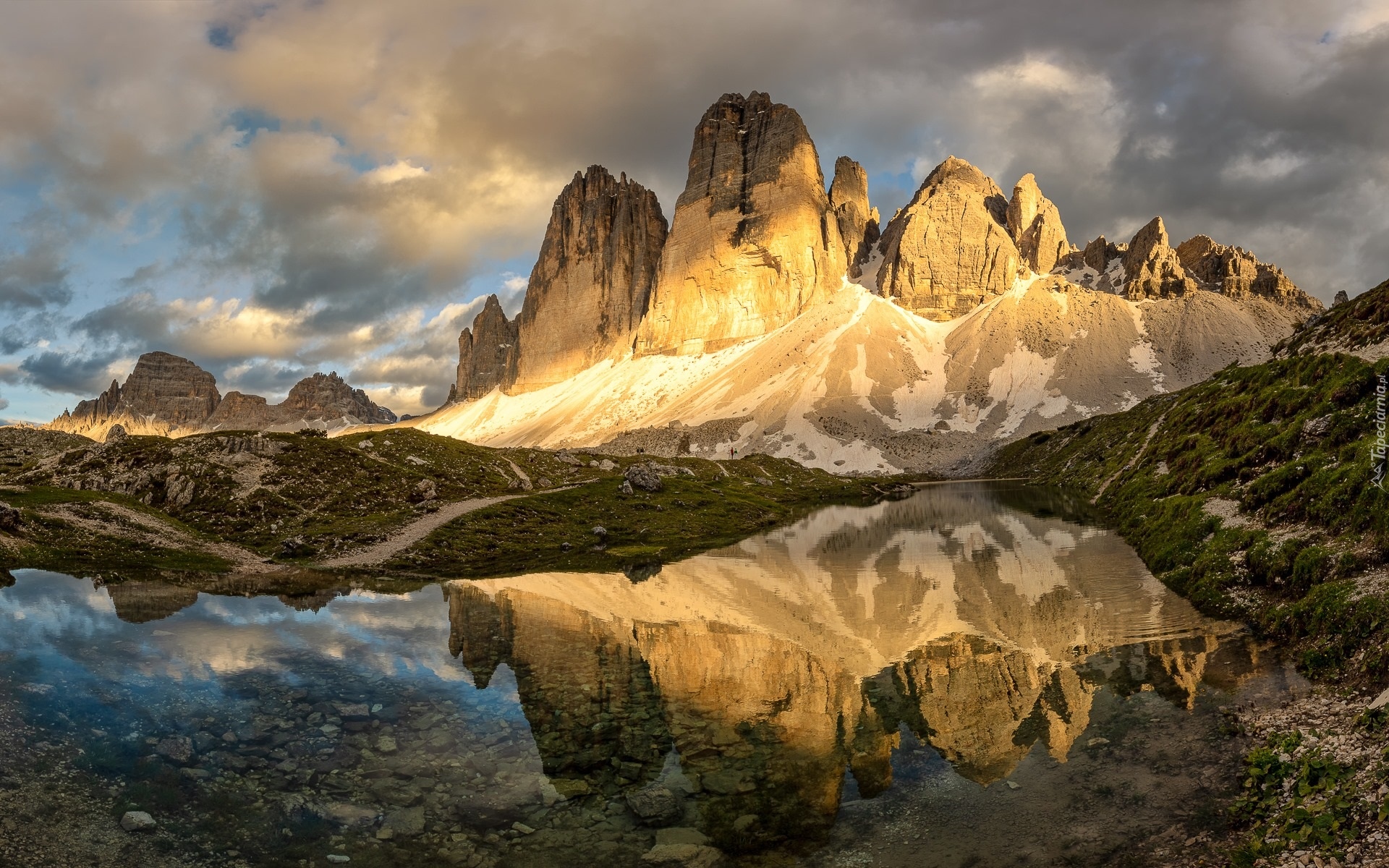 Góry, Dolomity, Tre Cime di Lavaredo, Chmury, Włochy