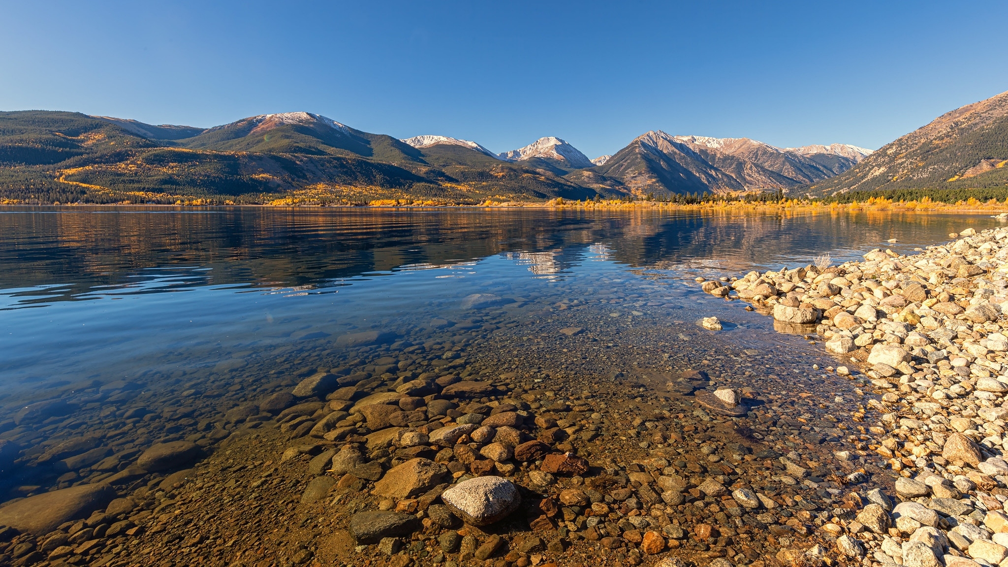 Stany Zjednoczone, Kolorado, Góry, Jezioro, Twin Lakes, Kamienie