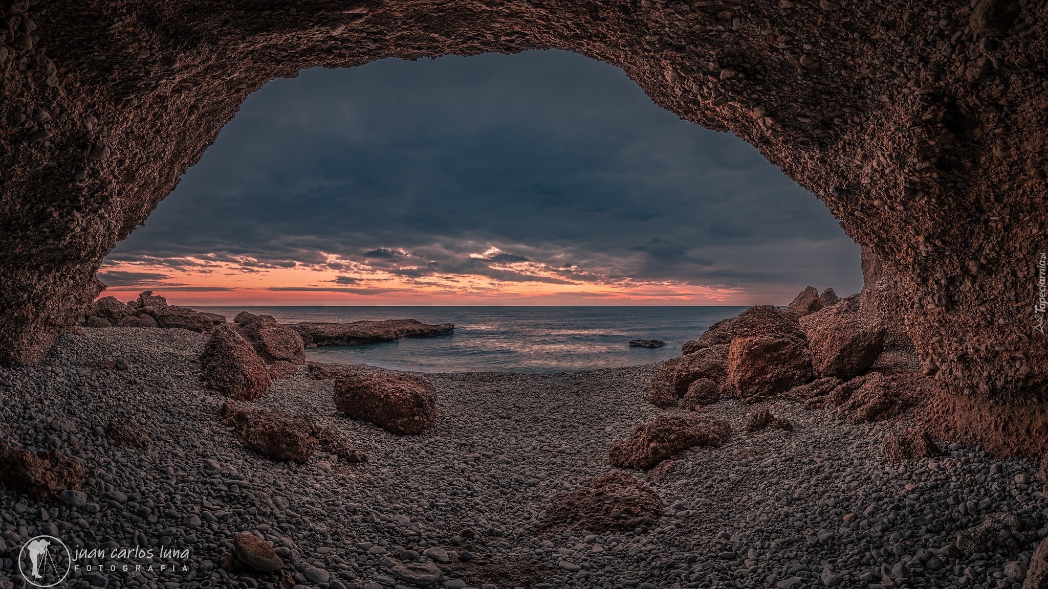 Skały, Łuk, Morze, Wschód słońca, Plaża, Cala Foradada, Hiszpania