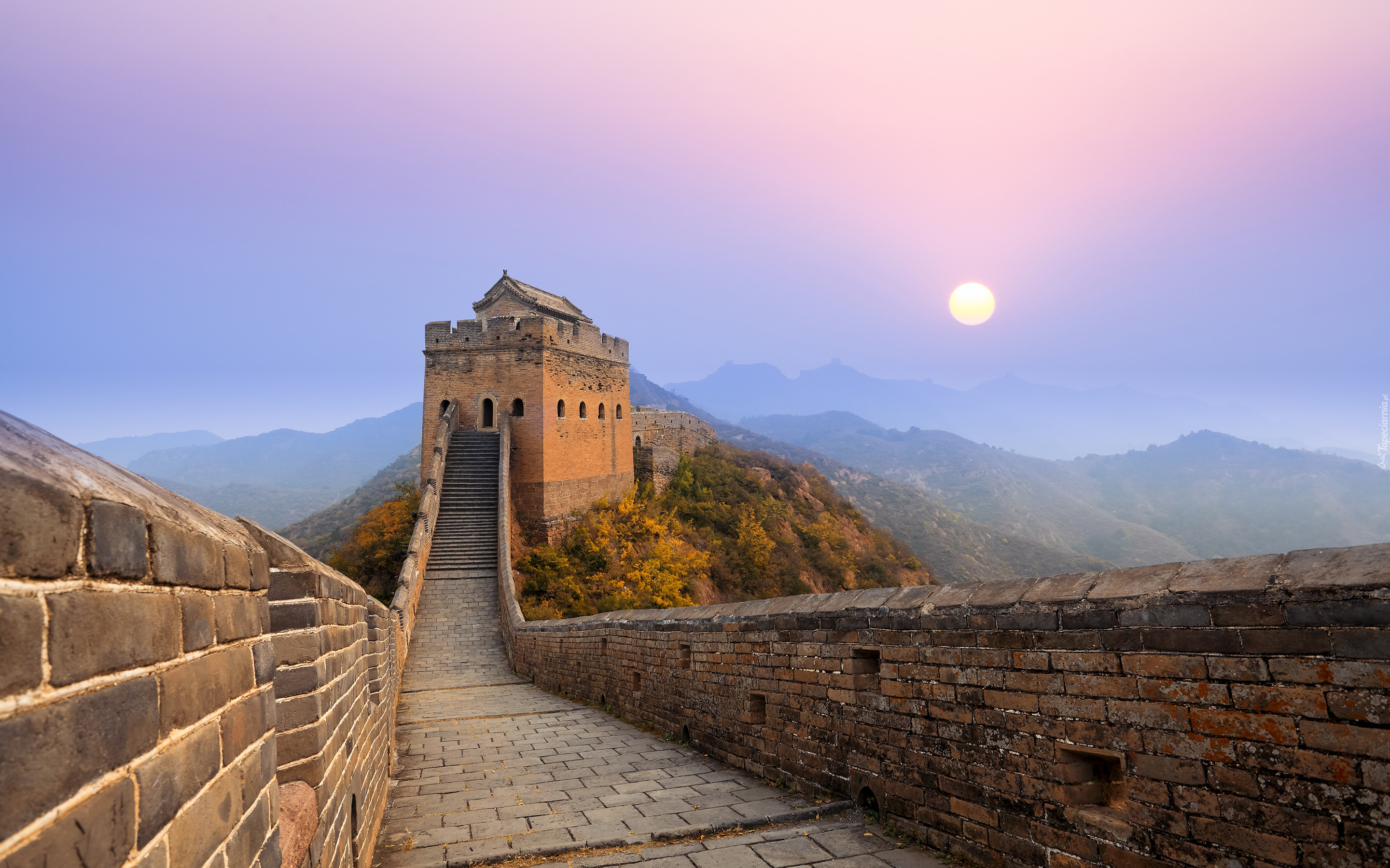 Wielki Mur Chiński, Góry, Słońce, Chiny