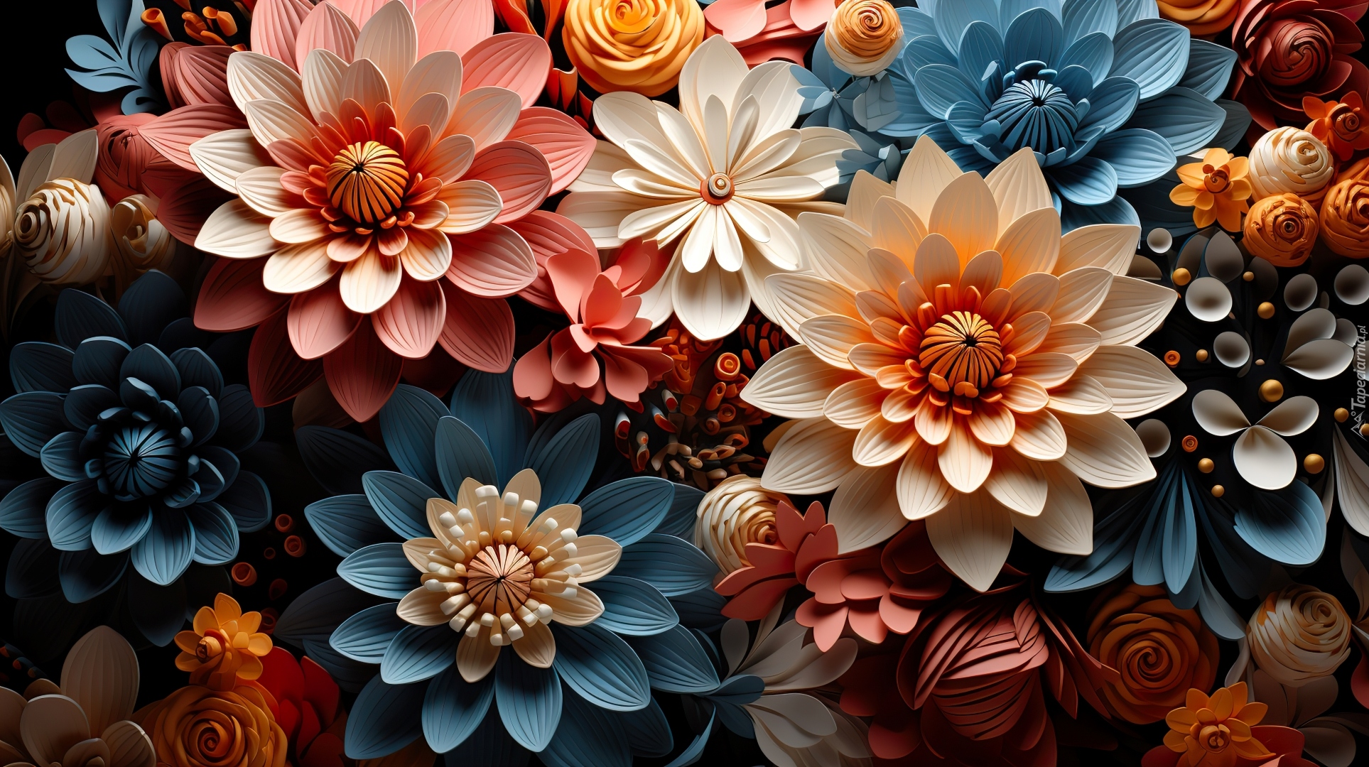 Kwiaty, Kolorowe, Pąki, Grafika, 2D