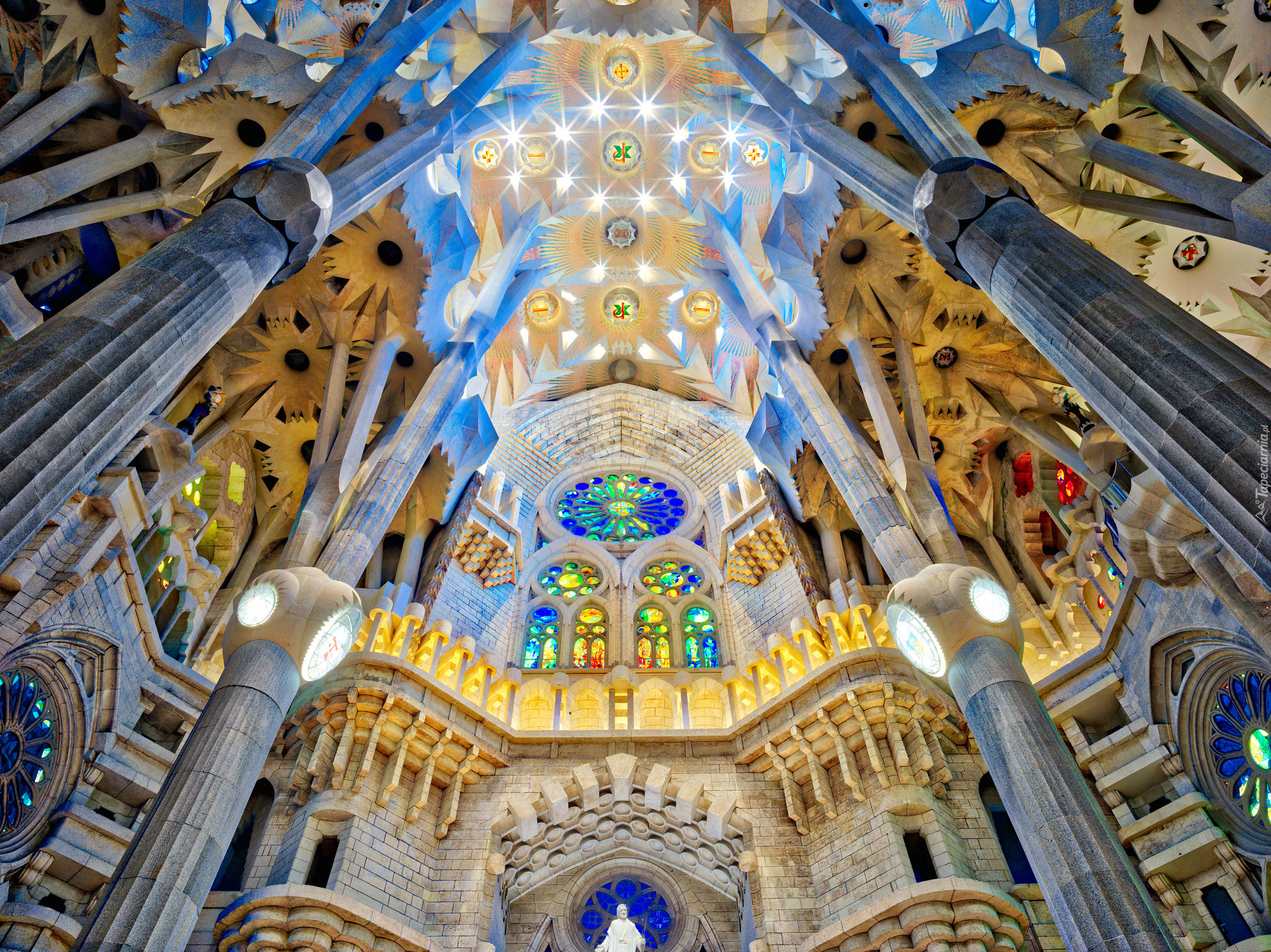 Hiszpania, Barcelona, Katedra, Świątynia Pokutna Świętej Rodziny, Sagrada Familia, Kolumny