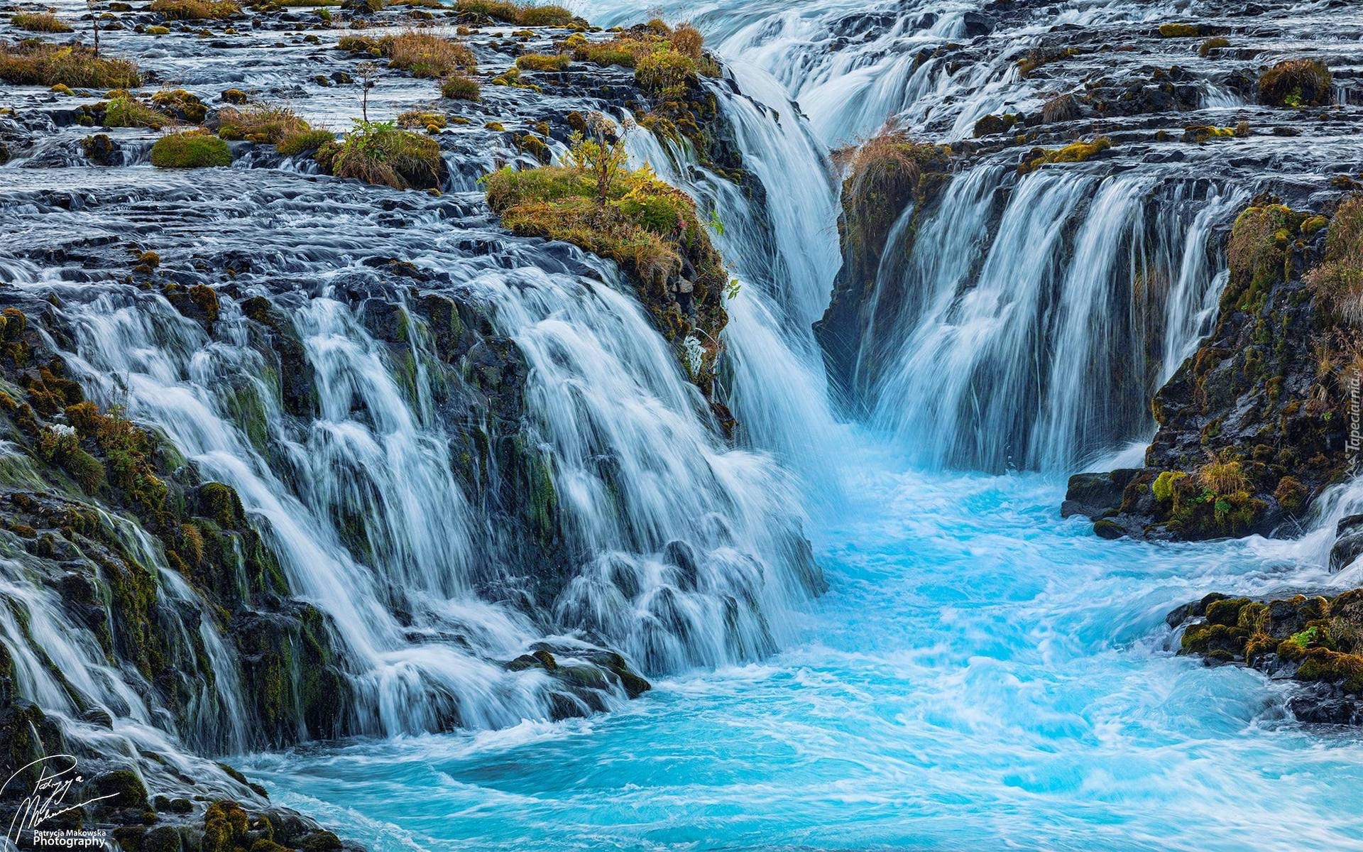 Wodospad Bruarfoss, Skały, Islandia