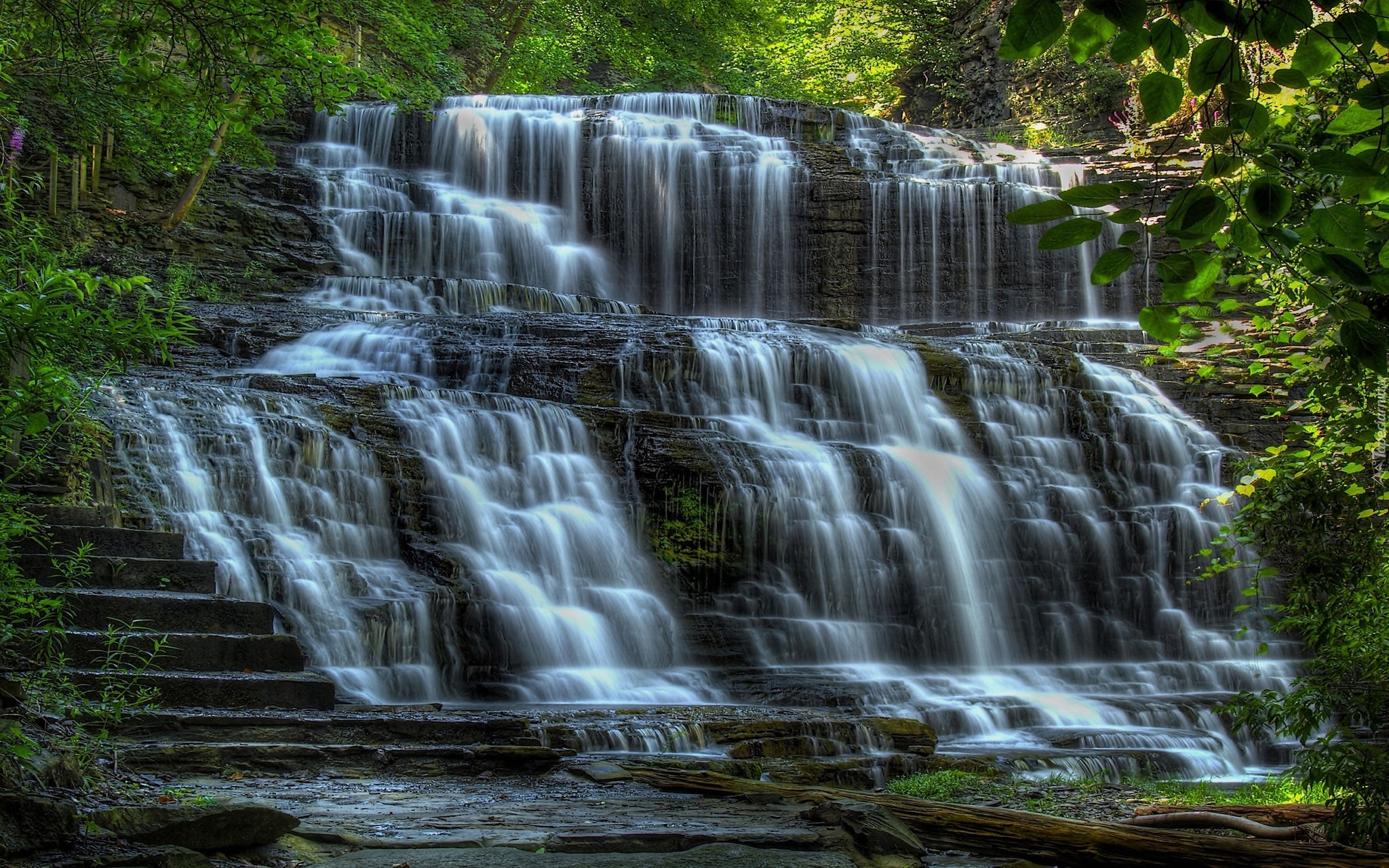 Wodospad Cascadilla Gorge Falls, Miasto Ithaca, Stan Nowy Jork, Stany Zjednoczone