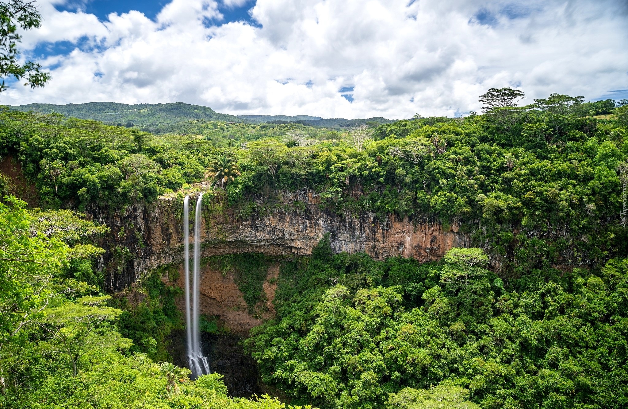 Mauritius, Chamarel, Parku Narodowym Chamarel, Skały, Wodospad Chamarel, Drzewa