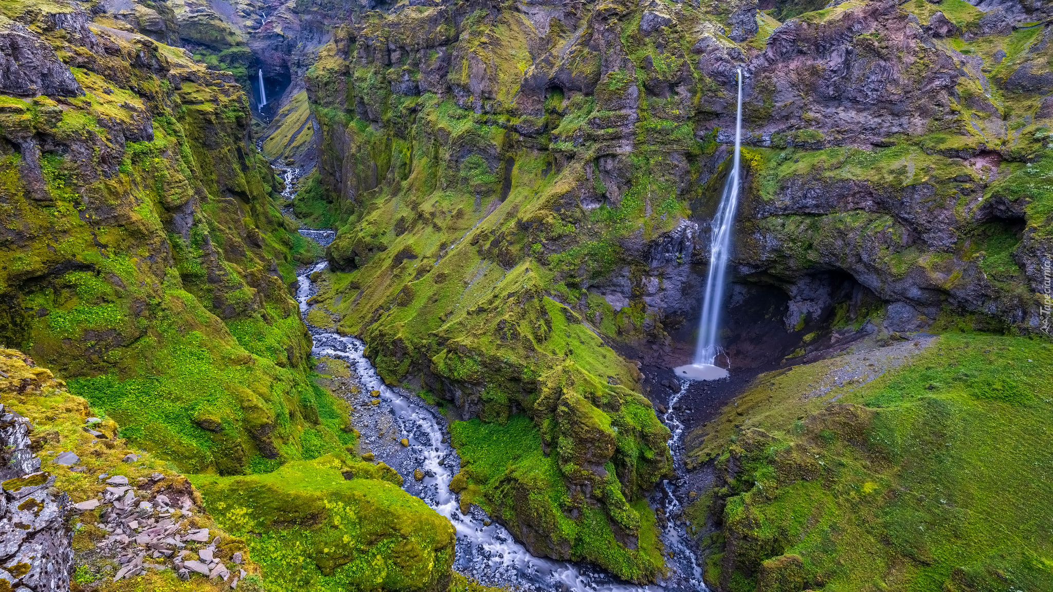 Kanion Mulagljufur, Wodospad, Hangandifoss, Islandia