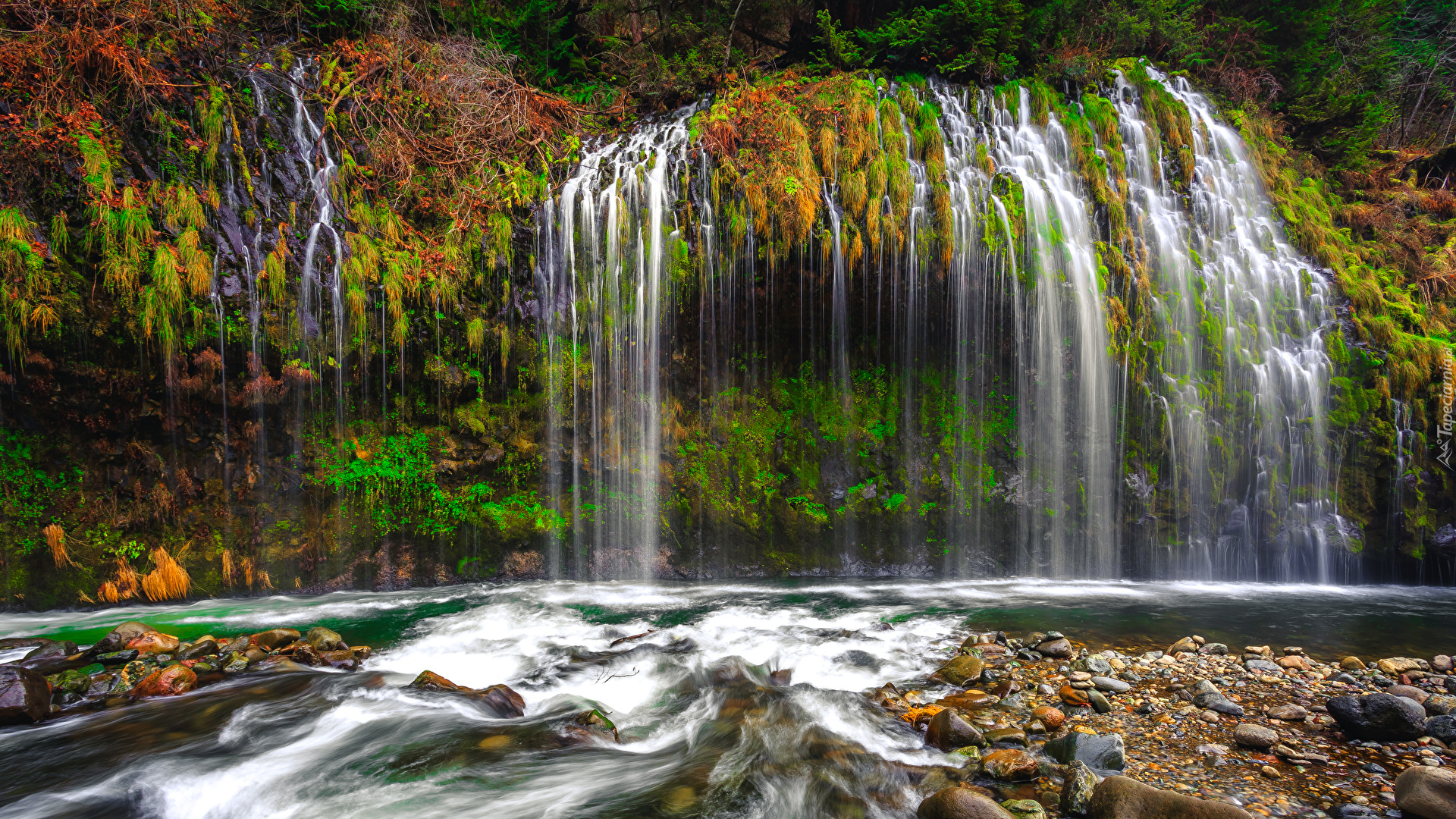 Wodospad Mossbrae Falls, Kamienie, Stan Kalifornia, Stany Zjednoczone