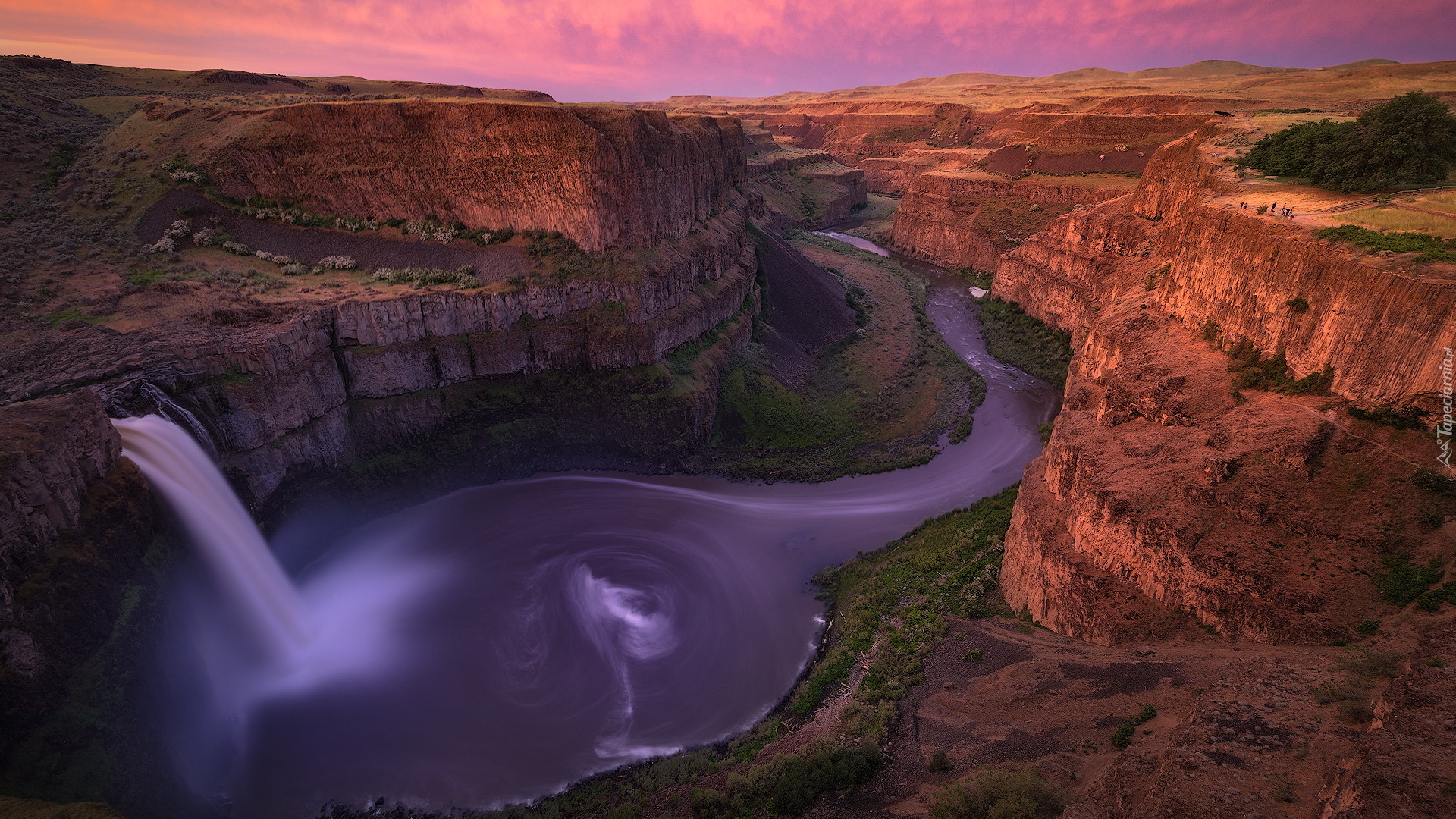 Stany Zjednoczone, Stan Waszyngton, Wyżyna Kolumbii, Wodospad, Palouse Falls, Rzeka, Palouse River, Skały